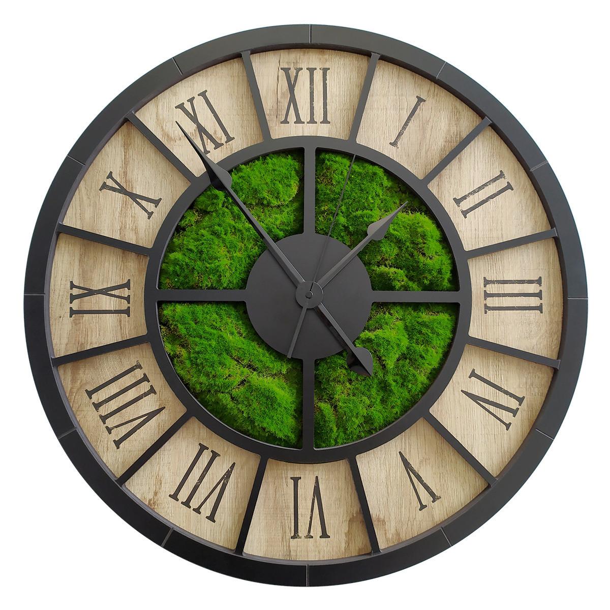 Wanduhr CL Schwarz/Eichefarben/Dunkelgrün - Dunkelgrün/Eichefarben, Basics, Holz/Kunststoff (57cm)