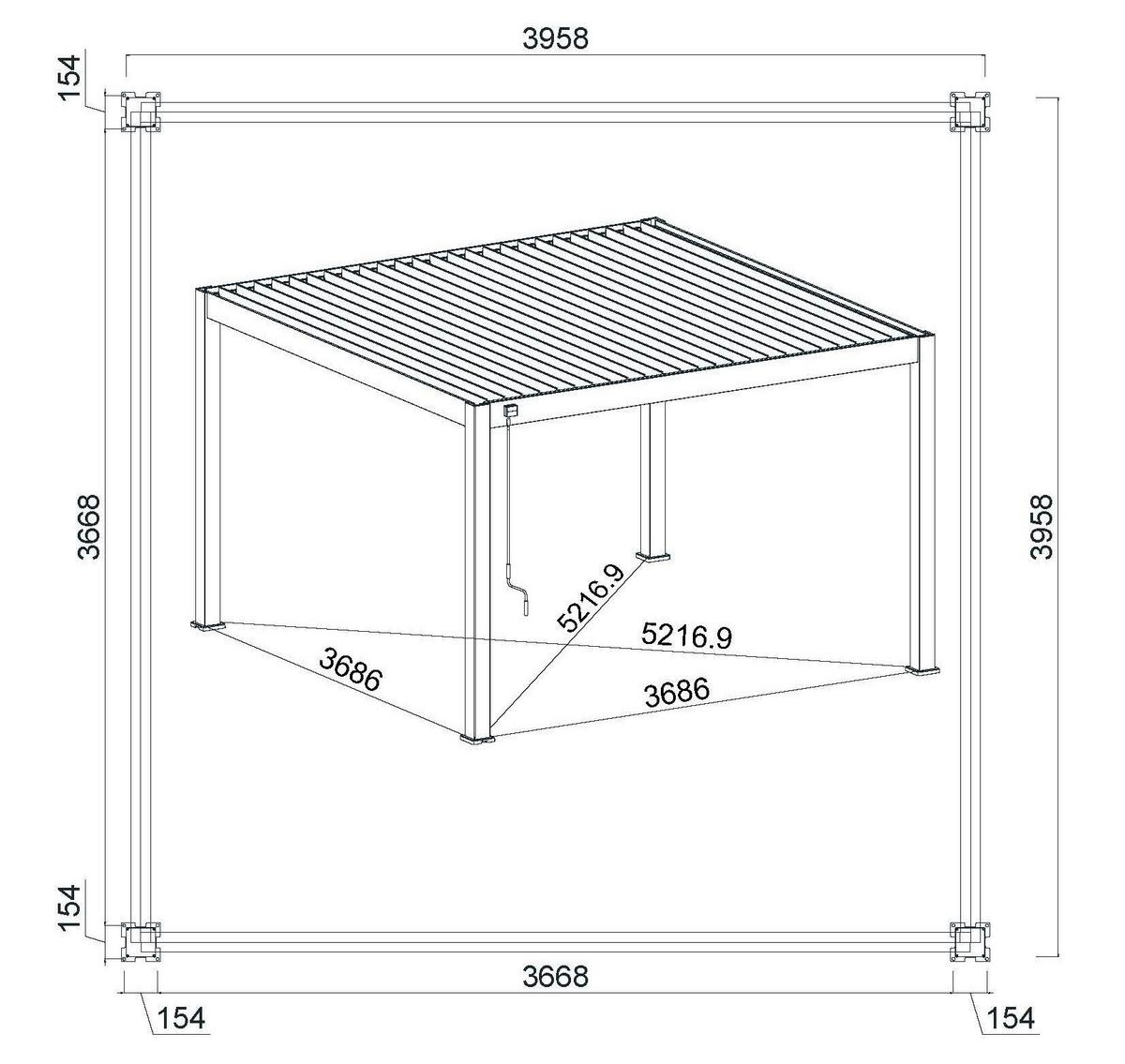 PERGOLA DELUXE PLUS 4X4M ANTHRAZIT - Anthrazit, Basics, Metall (400/255/400cm) - Gardenson