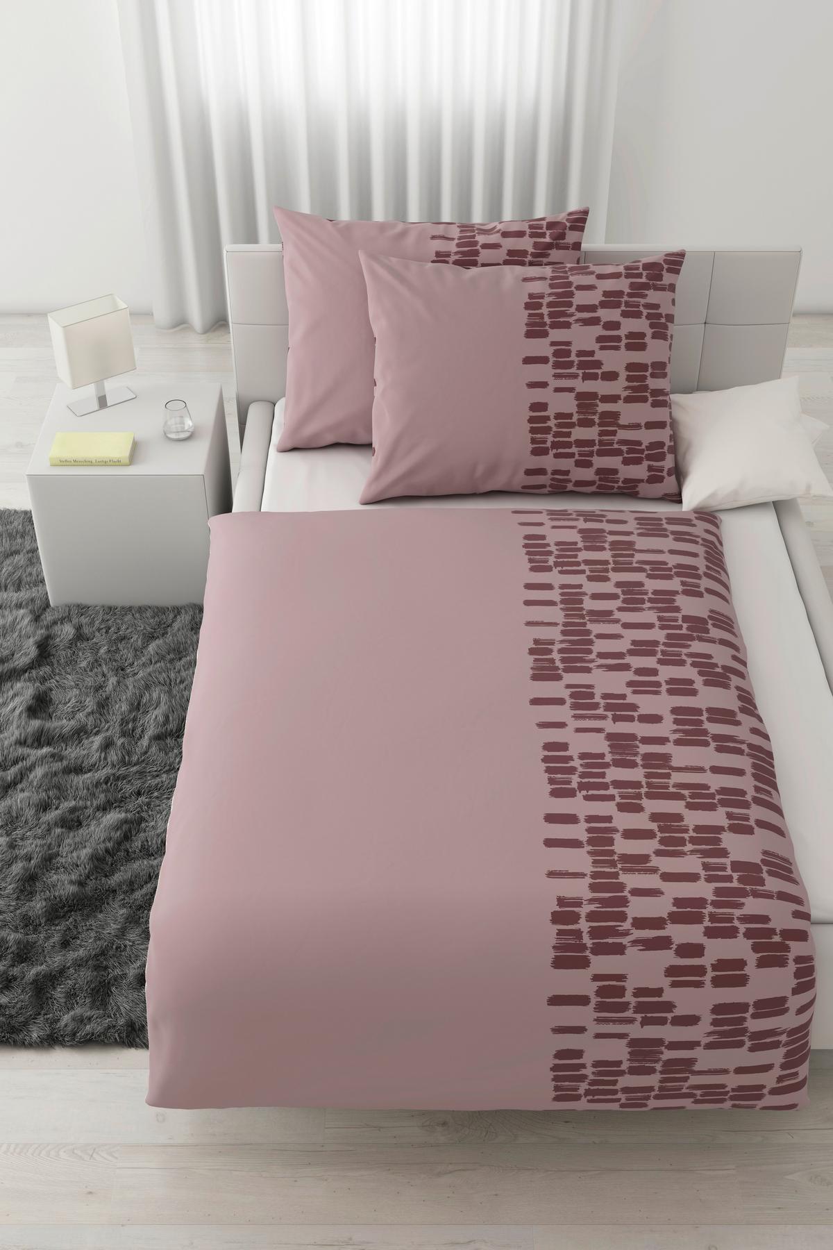 Lenjerie de pat Brush Strokes cca. 200x220/2x50x70 cm - roz, textil (200/220cm) - Modern Living