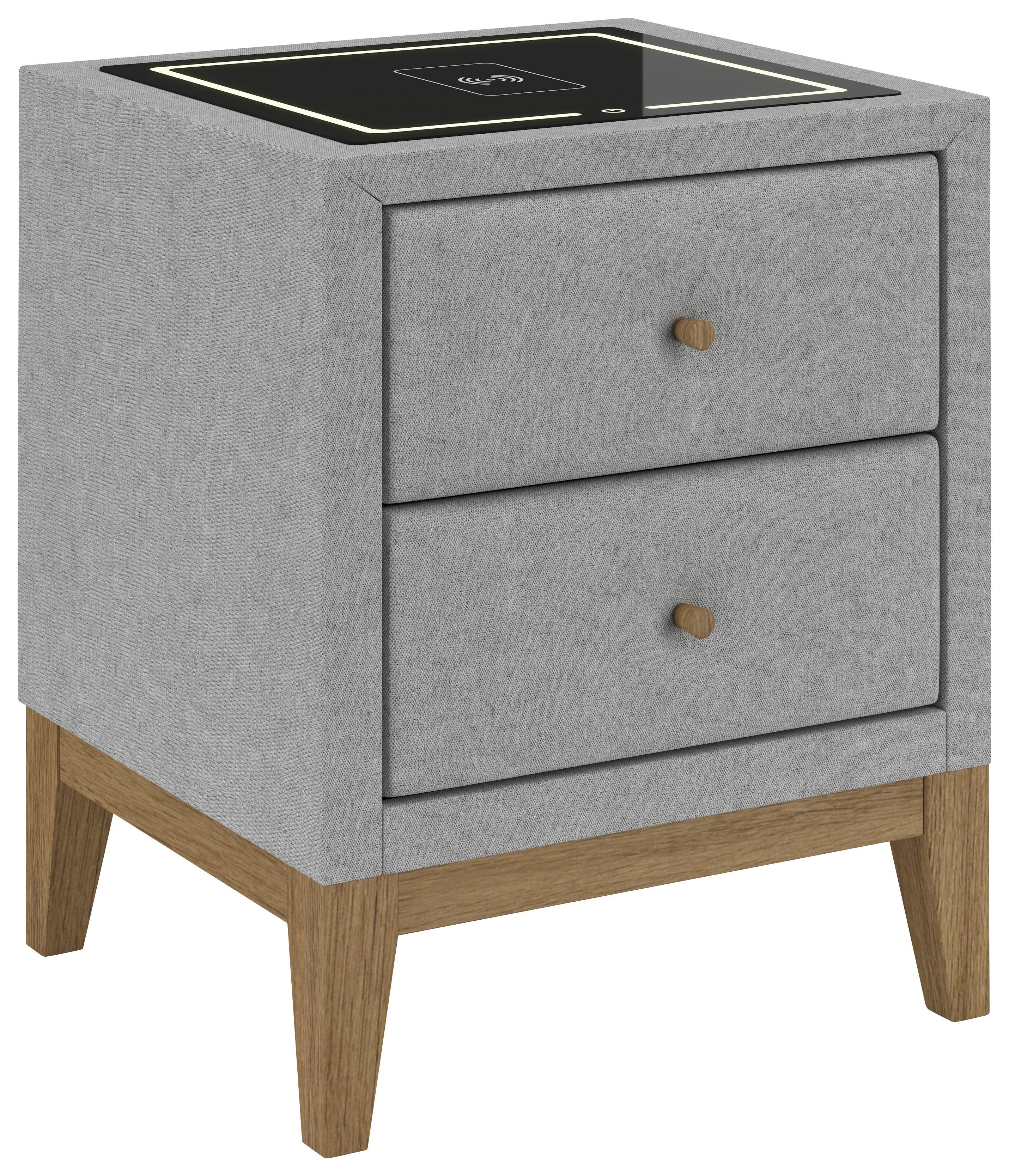 Nachttisch Elena - Silberfarben, Konventionell, Glas/Holz (48/68/45cm) - Sembella