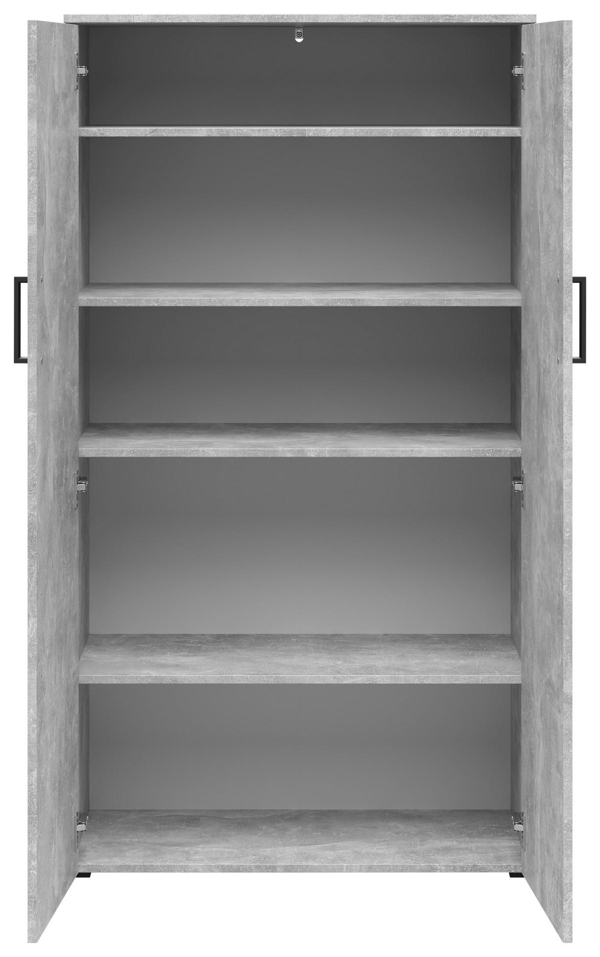 Schrank Multistauraum Betonoptik - Schwarz/Grau, MODERN, Holzwerkstoff/Kunststoff (80/146,7/40cm) - Mömax