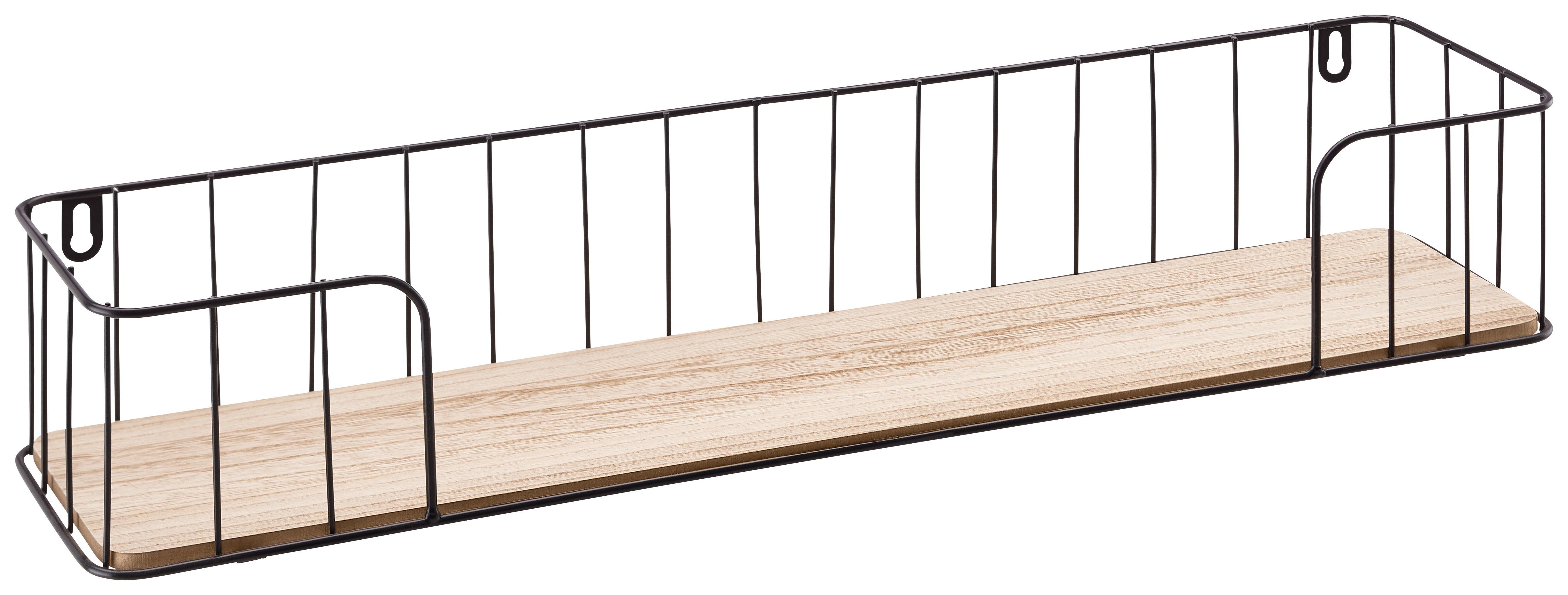 VÄGGHYLLA PAULA -SB- - svart/naturfärgad, Lifestyle, metall/trämaterial (60/13/10cm) - Mömax