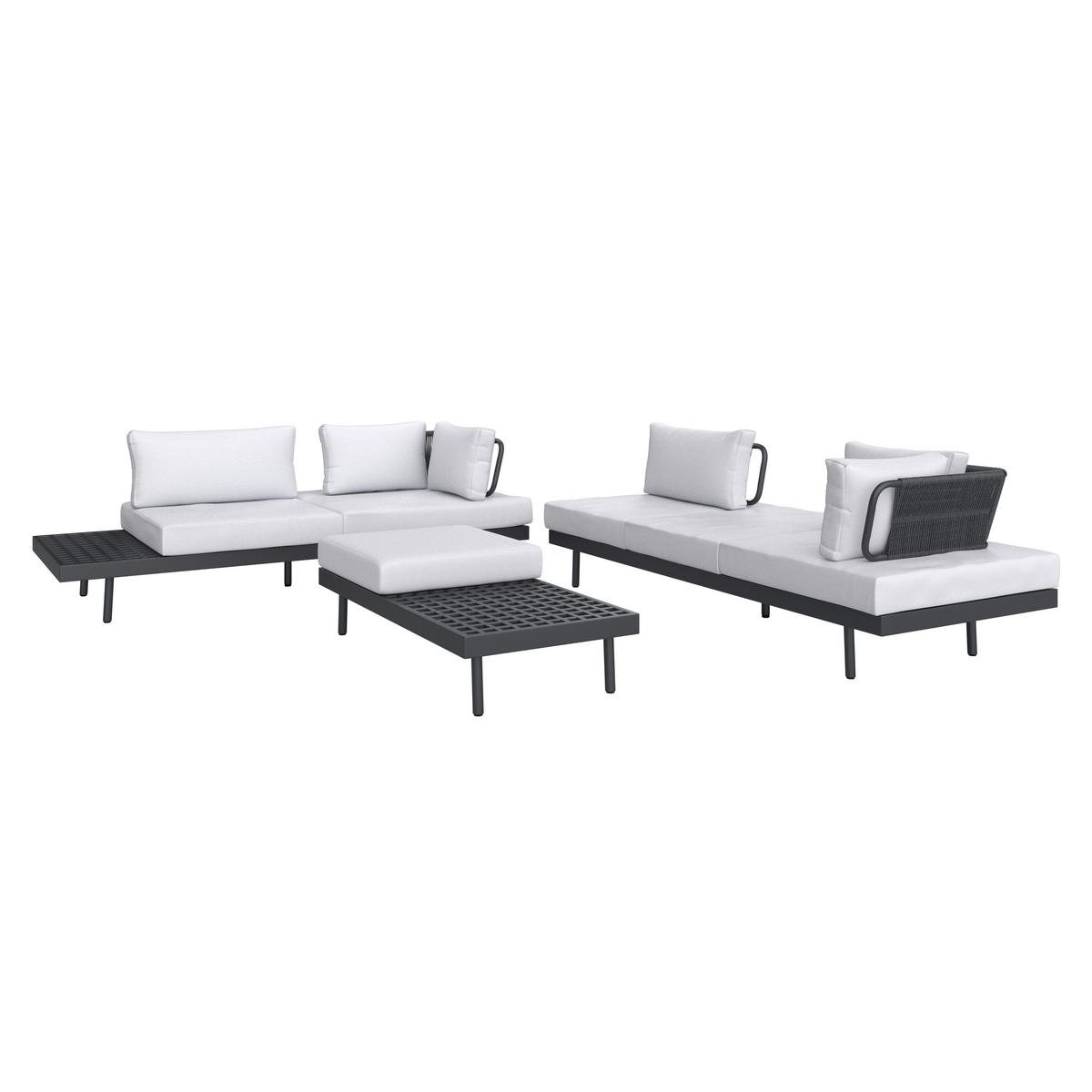 Lounge Garnitura Emma, Svetlo / Temno Siva, 4-Delno - temno siva, Moderno, kovina/les (220/79/87cm) - Bessagi Garden