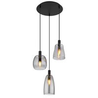 HÄNGELEUCHTE 15789-3HB - Schwarz, Design, Glas/Metall (43/150cm) - Globo