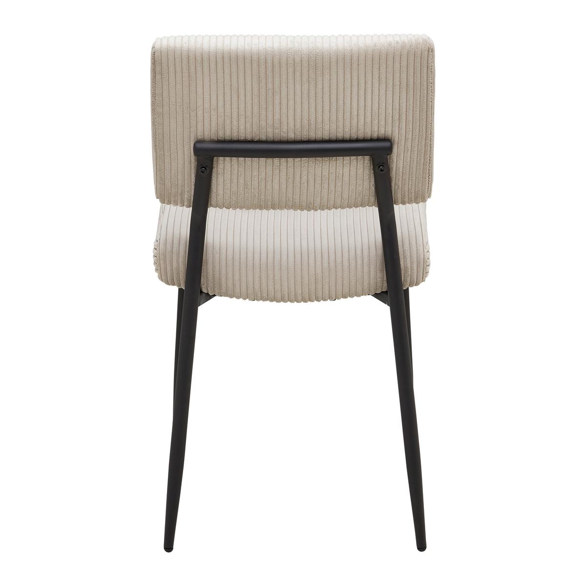 Stol Elia, Bež, Rebrasti Žamet - črna/bež, Moderno, kovina/tekstil (56/85/47cm) - Bessagi Home