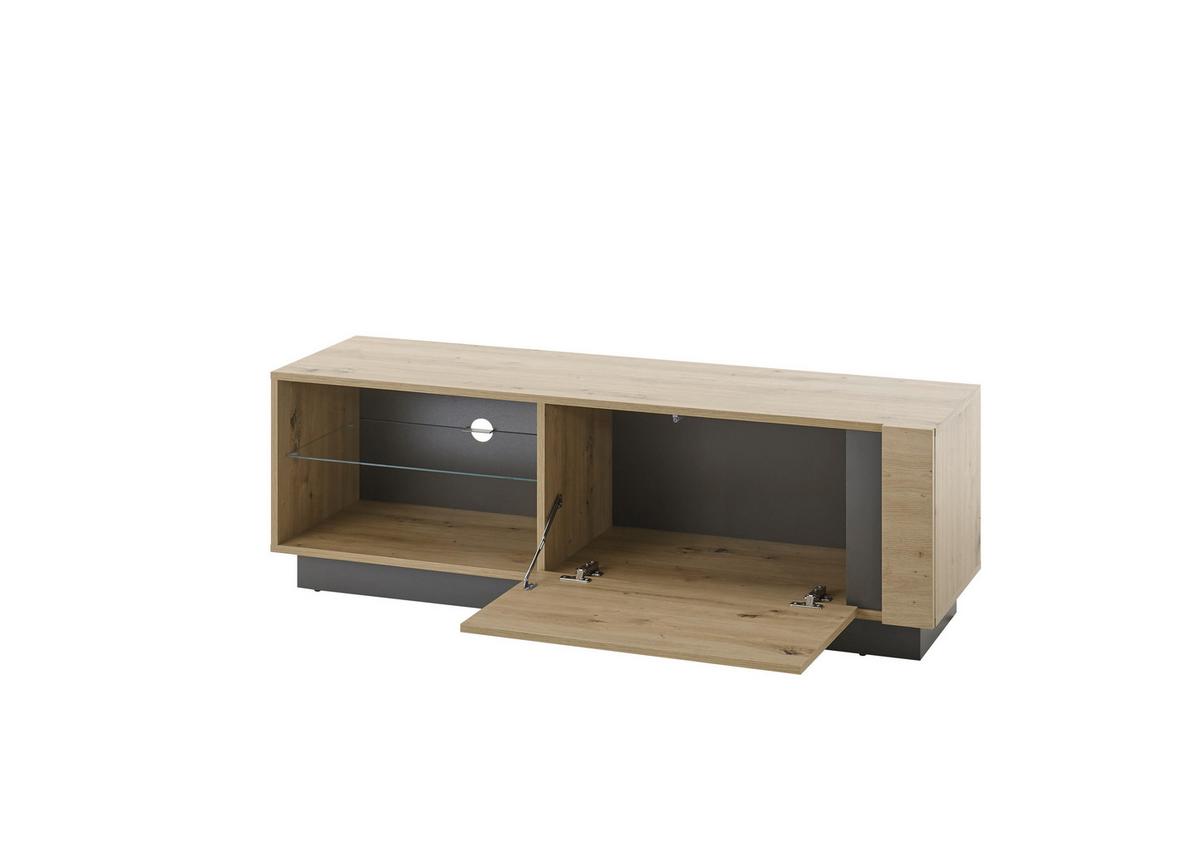 Wohnwand Clair Graphitfarben/Eiche Artisan - Graphitfarben/Eiche Artisan, Design, Glas/Holzwerkstoff (290/194/40cm) - MID.YOU