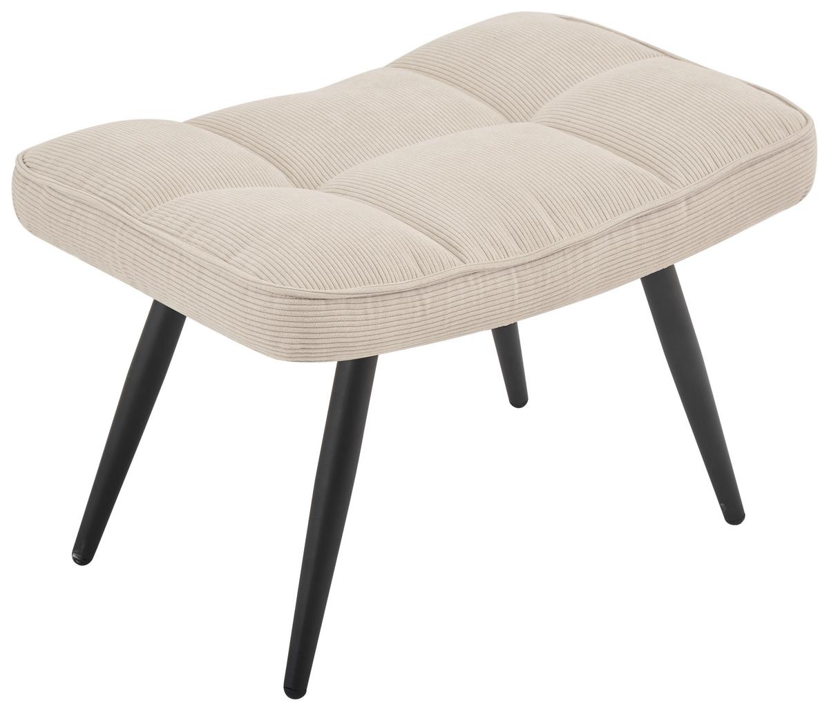 Fotelj Hanoi, Bež, S Taburejem - črna/bež, Moderno, kovina/tekstil (71/98/83cm)