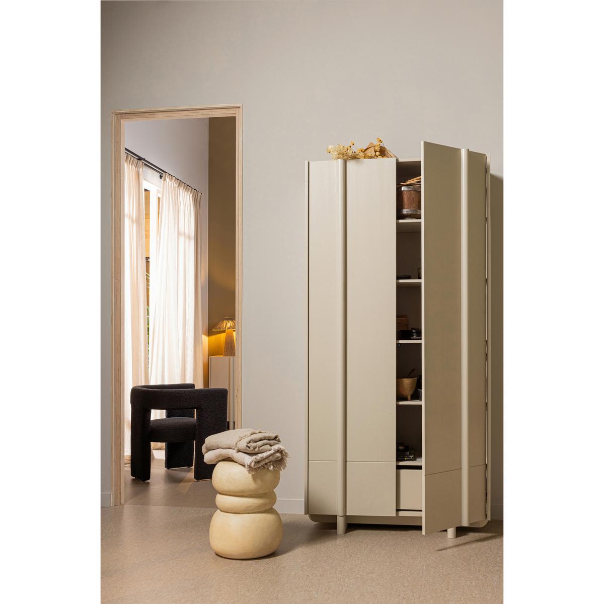 Garderobenschrank Basu Grauweiß B: 101 cm - Grauweiß, Design, Holz (101/210/46cm) - Livetastic