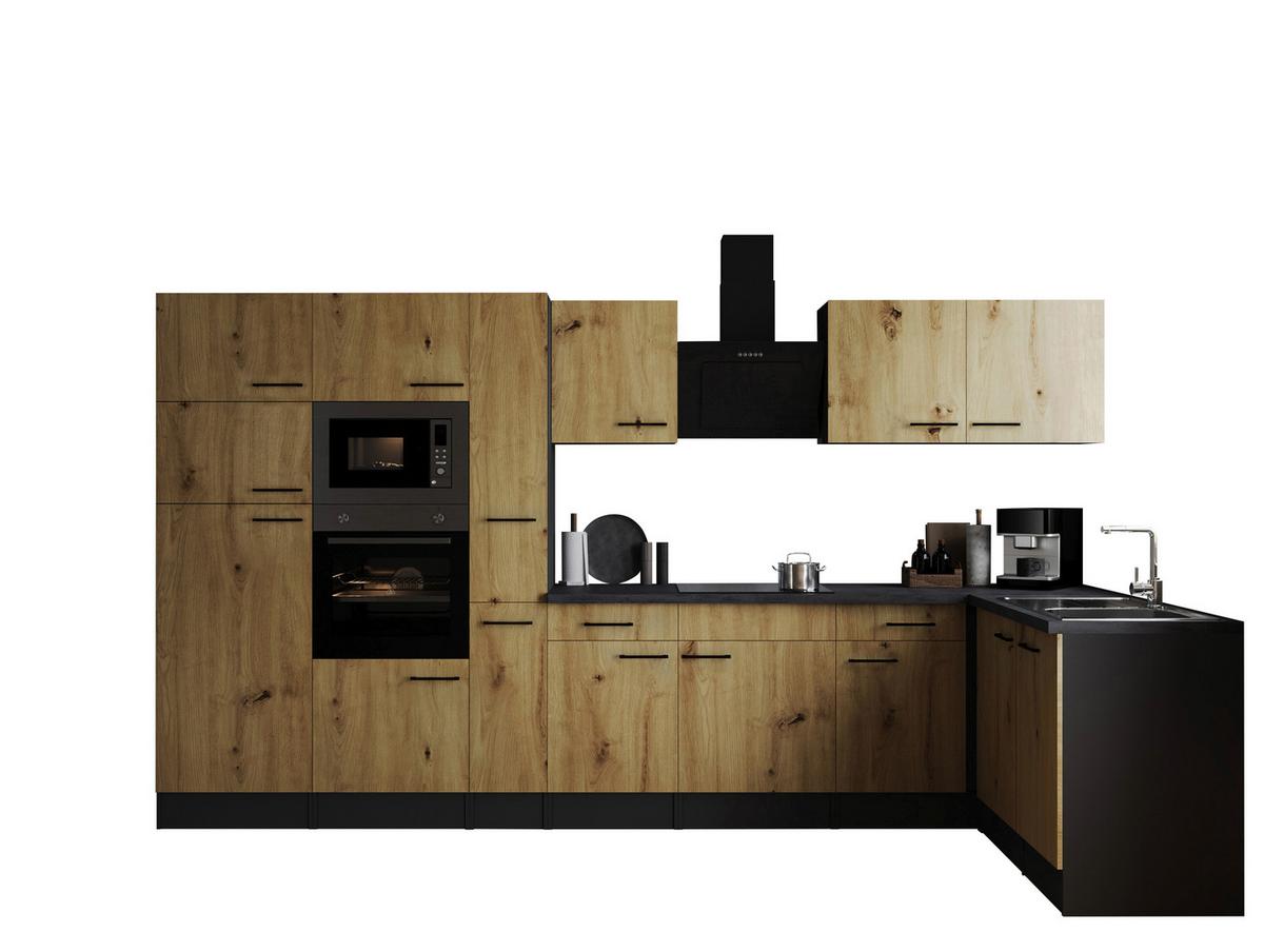 Kotna Kuhinja Z Aparati Oliver, 370x172cm - črna/siva, Design, kovina/leseni material (370/172cm) - Respekta