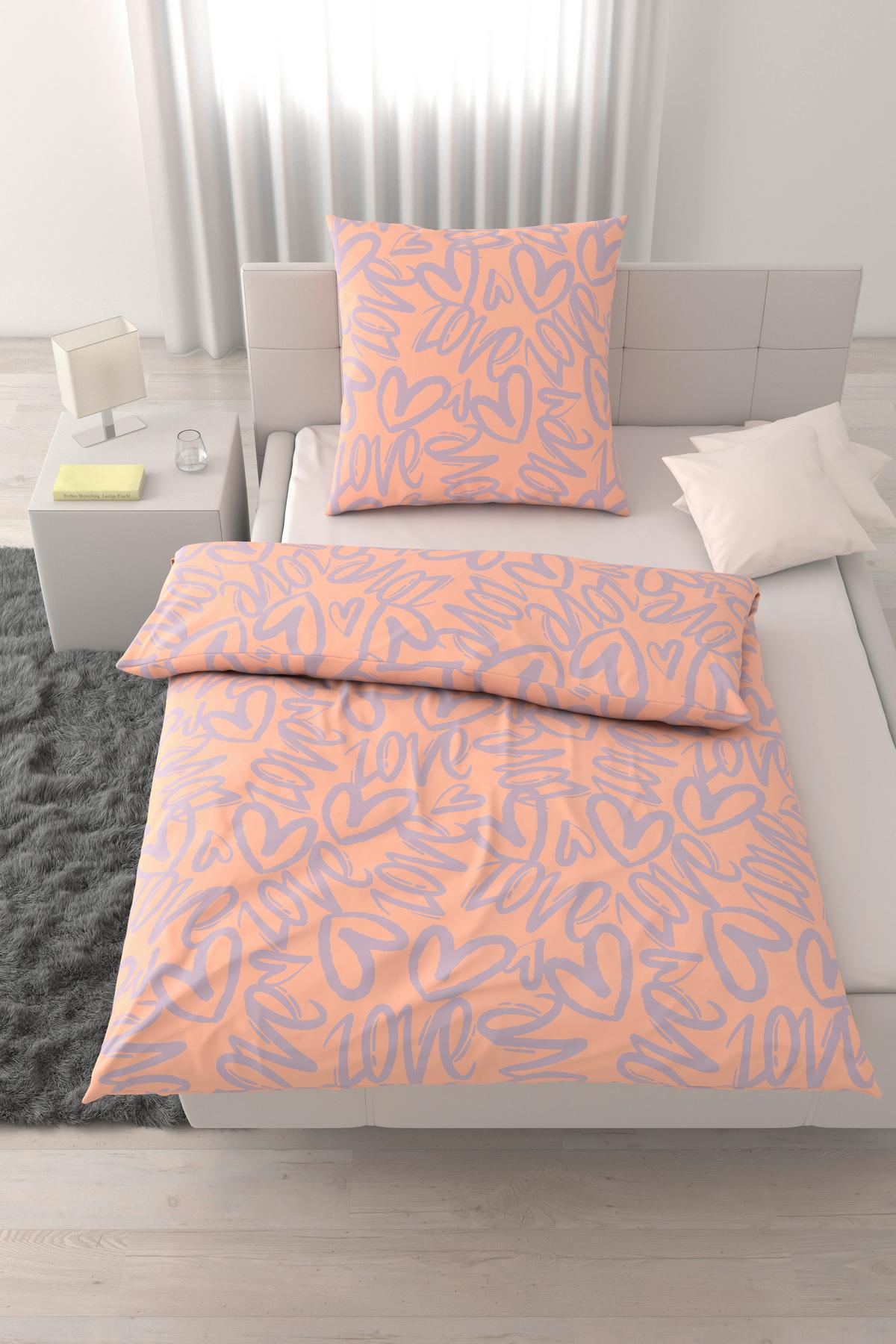 Bettwäsche Young Heart Hellrosa/Flieder ca. 135x200cm - Hellrosa/Flieder, Textil (135/200cm) - Mömax