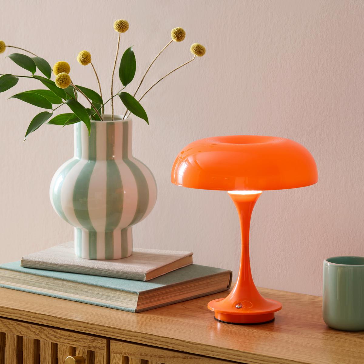 Veioză cu acumulator Retro - culoare crom/portocaliu, Modern, plastic/metal (19,5/24cm) - Mömax