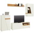 Wohnwand Weiß/Eiche - Eichefarben/Schwarz, MODERN, Glas/Holzwerkstoff (275/170/40cm) - Modern Living Wohnwand Weiß/Eiche - Eichefarben/Schwarz, MODERN, Glas/Holzwerkstoff (275/170/40cm) - Modern Living