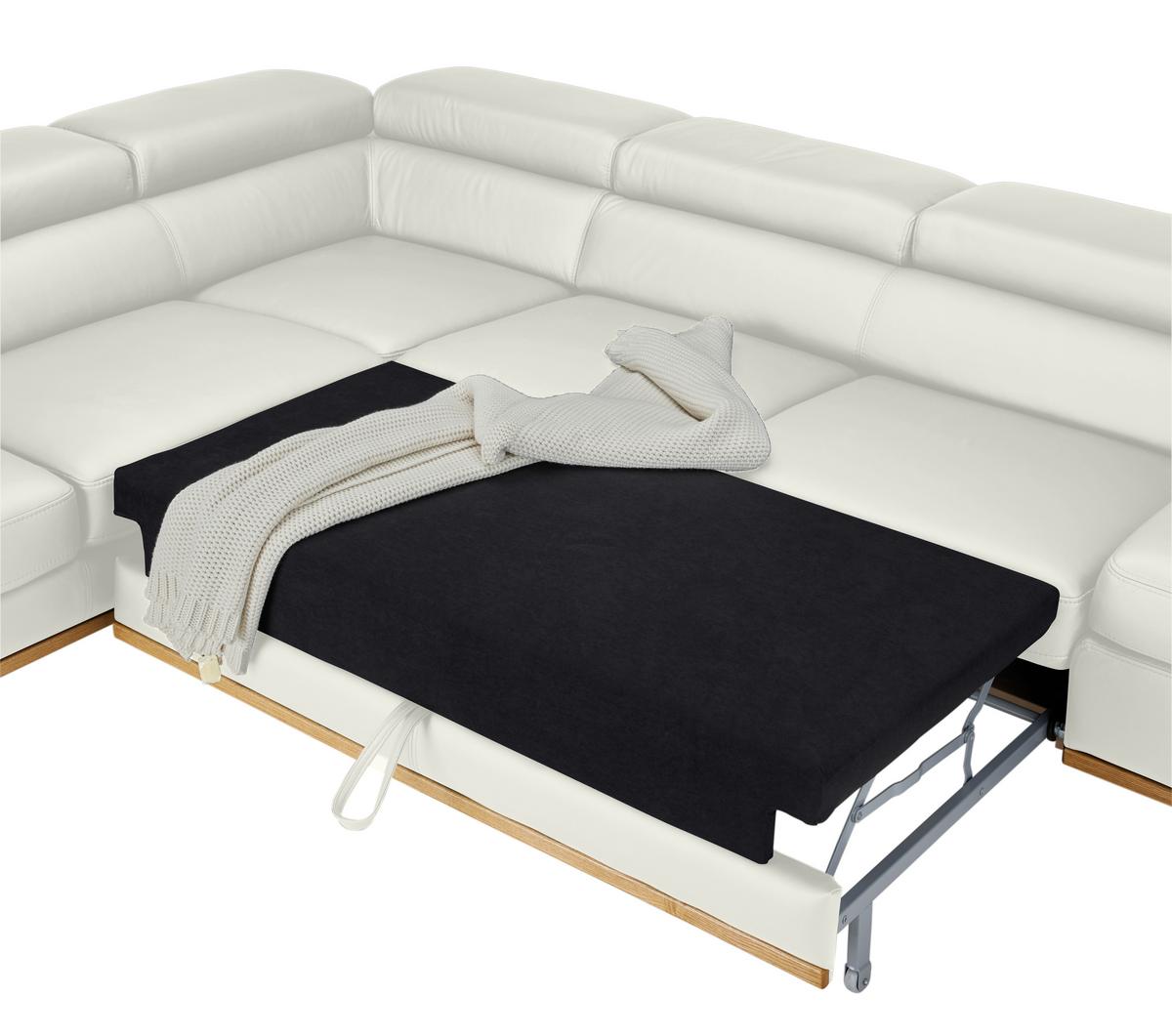 Wohnlandschaft Carmen Weiß - Schwarz/Weiß, MODERN, Leder/Holz (292/72/226cm) - Premium Living