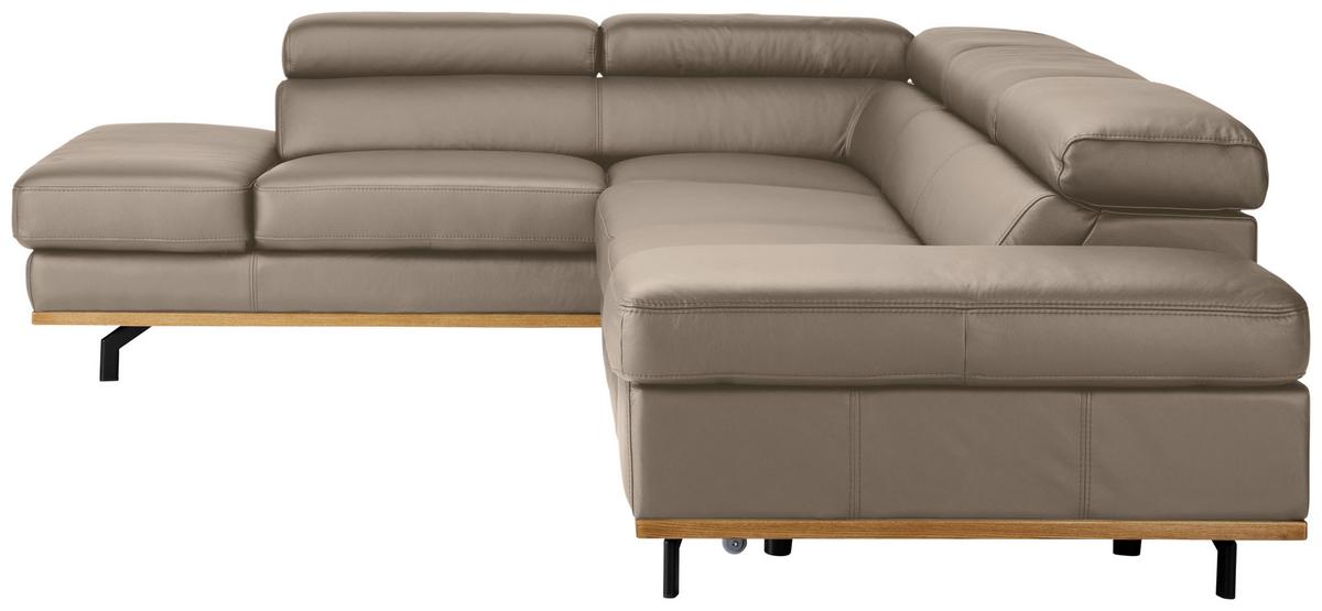 Wohnlandschaft Carmen links Creme - Creme/Schwarz, MODERN, Leder/Holz (292/72/226cm) - Premium Living