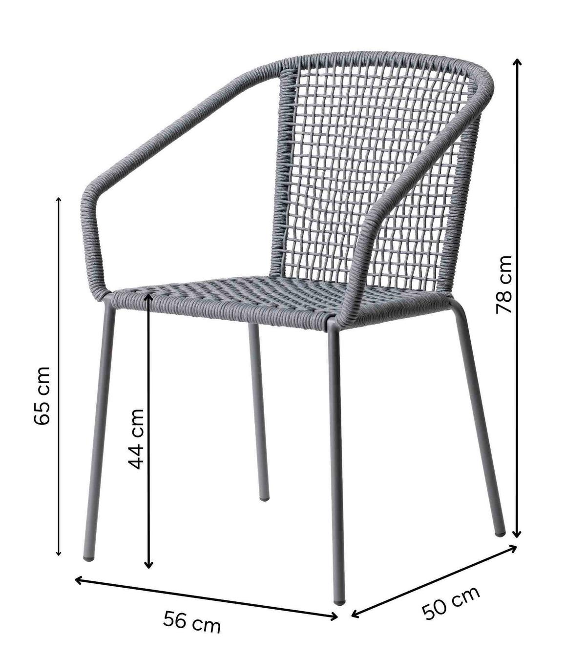 Gartenstuhl Vito - Dunkelgrau/Anthrazit, Natur, Kunststoff/Metall (52/82/60cm) - Gardenson