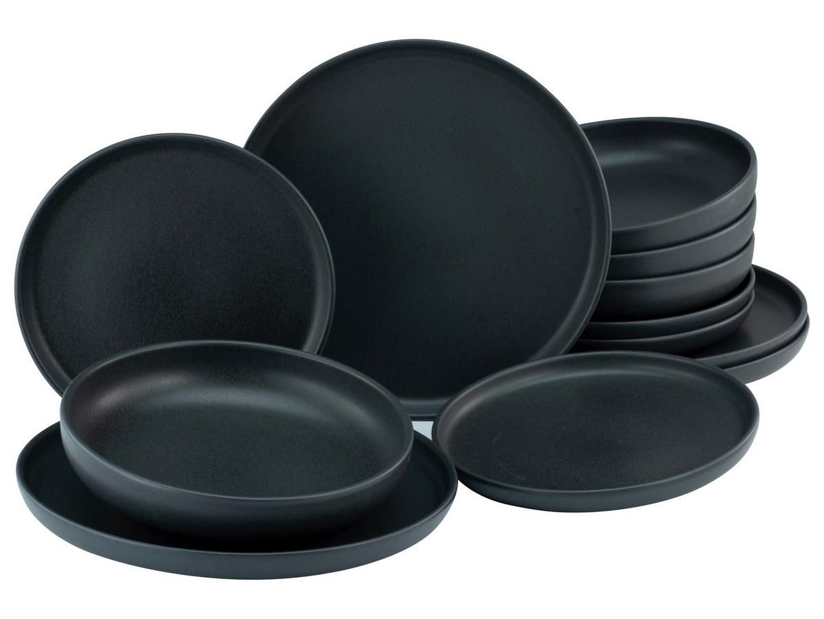 Jedilni Servis Uno Black, 12-Delni - črna, Moderno, keramika - Creatable