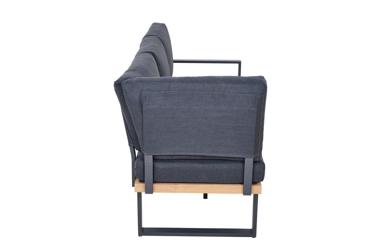 Loungegarnitur Bari Anthrazit/Teakfarben - Anthrazit/Teakfarben, Basics, Textil/Metall (73,5/78,5/155cm) - Siena Garden