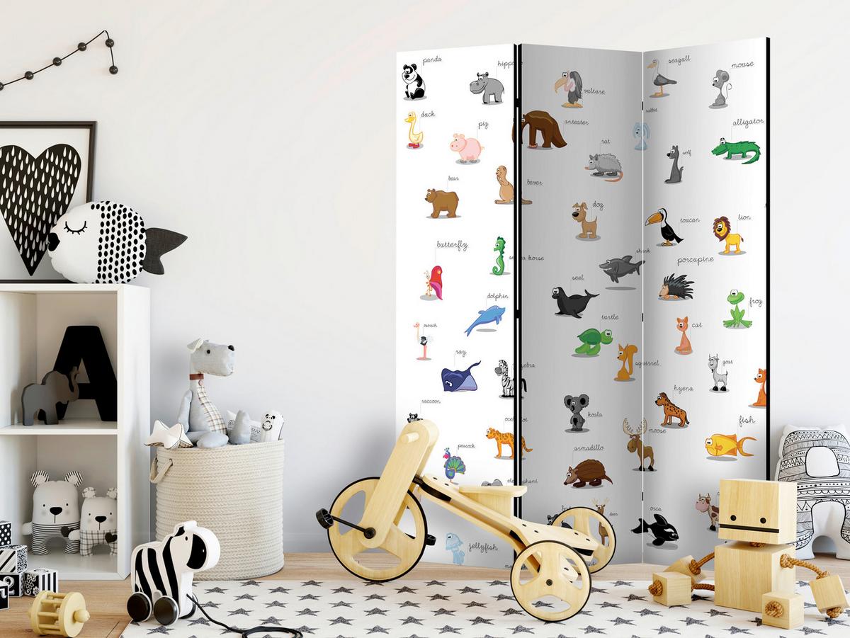 Paravan Animals, 3-Delni, Dvostranski - večbarvno, Basics, tekstil/les (135/172/3cm) - artgeist