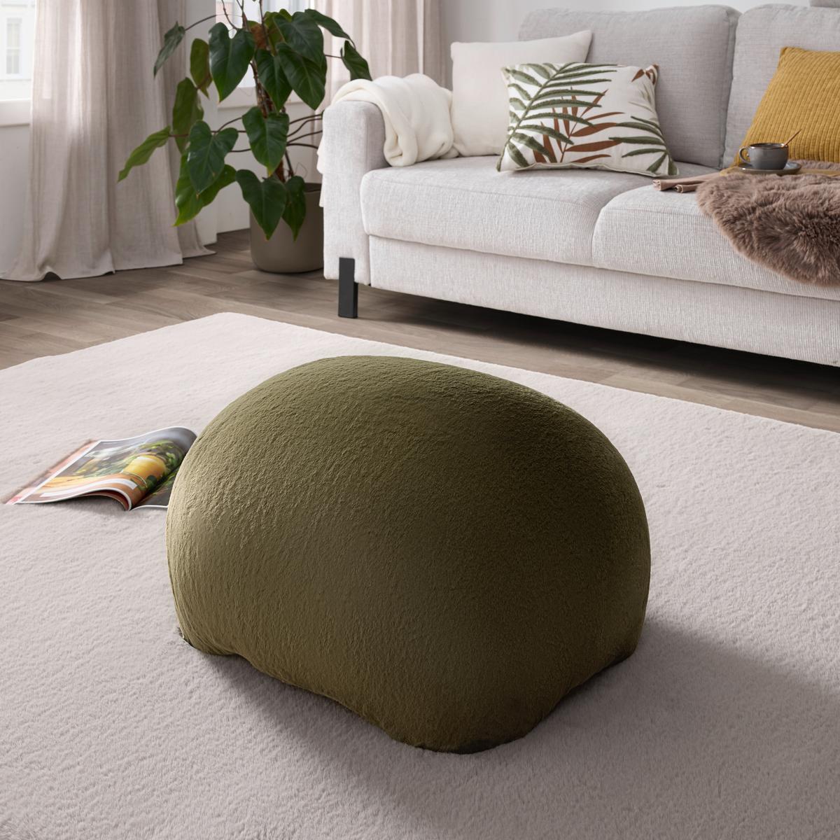 Hocker Marla Grün Kunstfell - Grün, MODERN, Holzwerkstoff/Textil (61,5/36,5/49cm) - Mömax