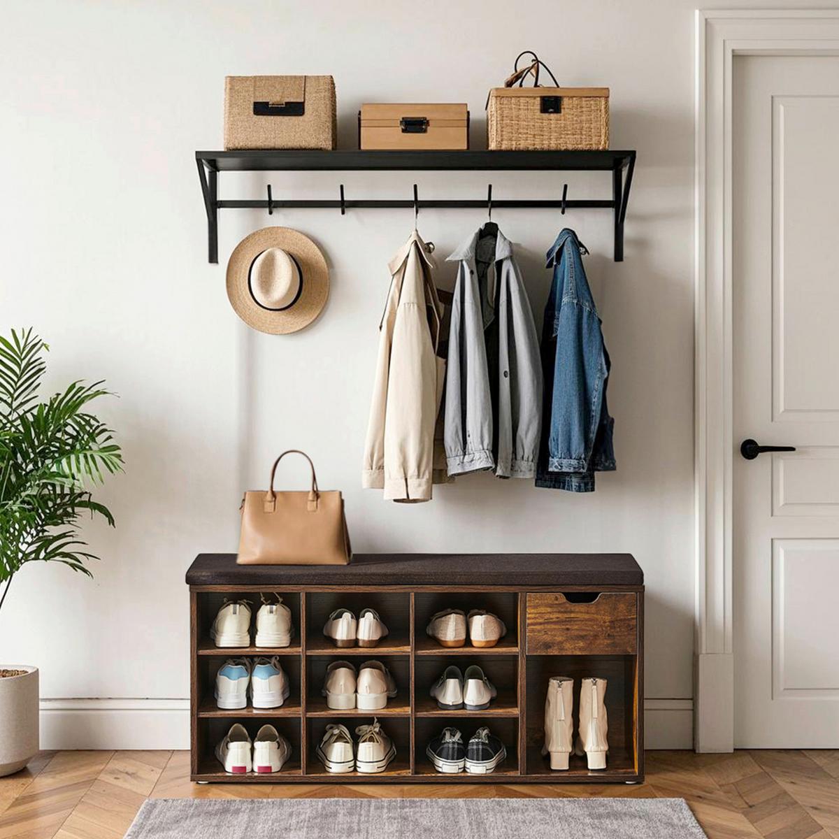 Garderobenbank in Dunkelbraun inkl. Sitzauflage - Dunkelbraun, Trend, Holzwerkstoff (104/48/30cm) - MID.YOU