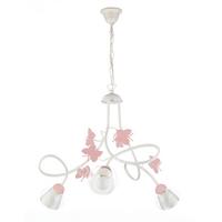 Kinderhängeleuchte Butterfly Weiß/Pink max. 6 Watt - Pink/Weiß, Basics, Glas/Metall (65/80cm)