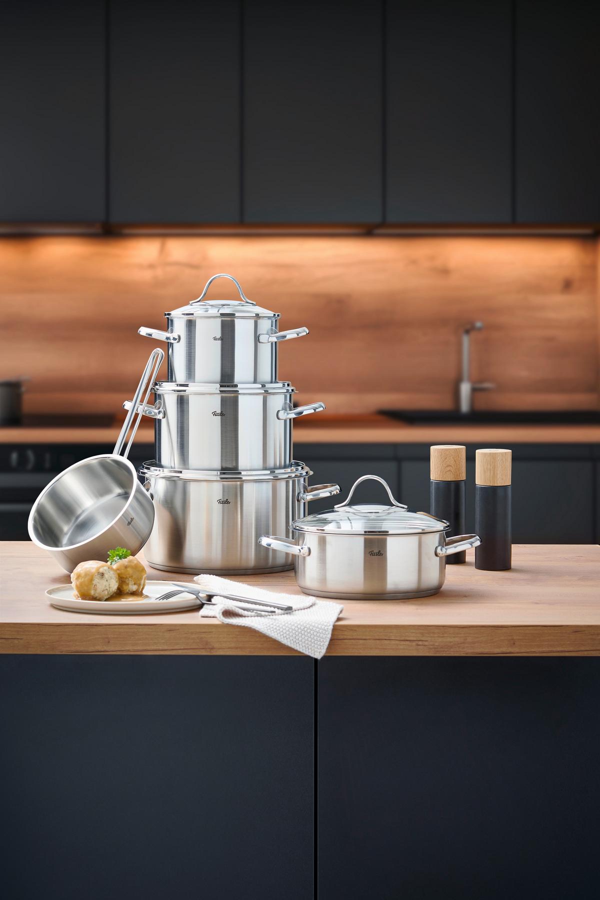ZESTAW GARNKÓW 00211405000 FISSLER - kolor srebrny/przejrzysty, Basics, metal/szkło - Fissler