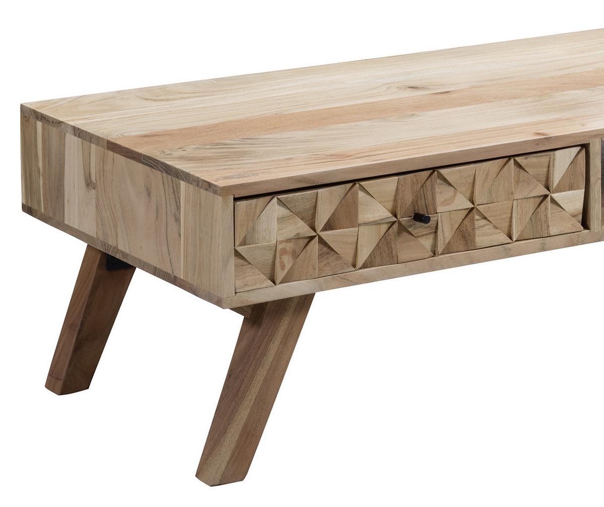 Couchtisch "Rewa" ca. 95x50 cm, aus Akazie - Schwarz/Akaziefarben, Design, Holz (95/50/35cm) - MID.YOU