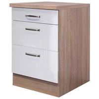 Spodnja Omarica S Predali Valero, Bela, Barva Hrasta - barve nerjavečega jekla/bela, Konvencionalno, kovina/leseni material (60/86/60cm) - FlexWell