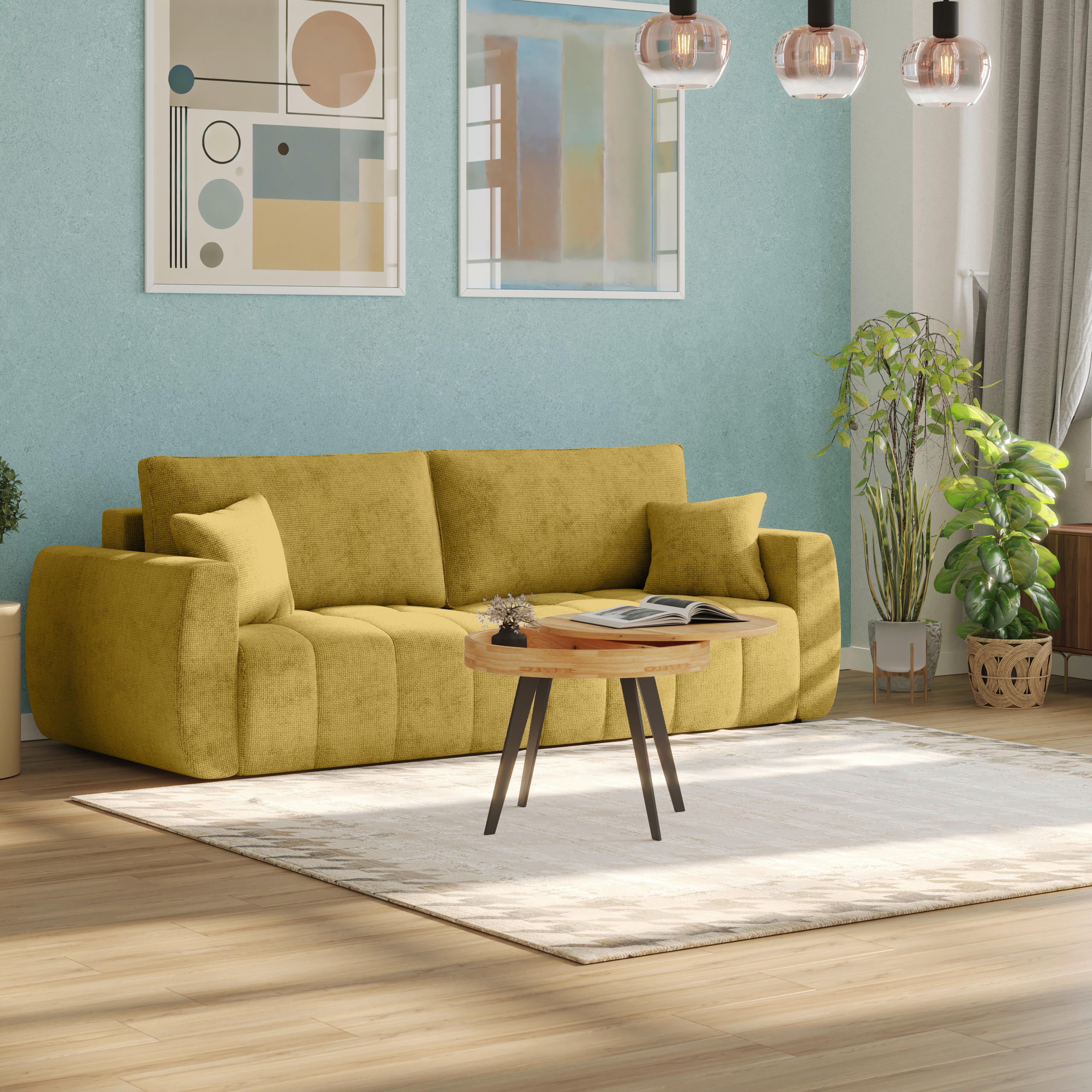 Canapea extensibila BALI - culoare chihlimbar/gri, Modern, lemn/textil (245/74-90/104cm) - Luca Bessoni
