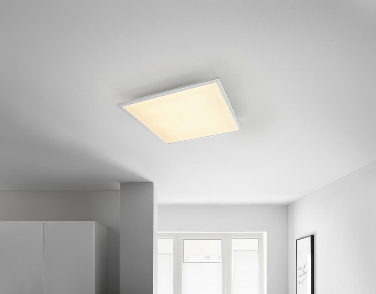 LED-Deckenleuchte Cornelius Silberfarben/Weiß max. 36 Watt - Silberfarben/Weiß, MODERN, Kunststoff/Metall (60/60/7,5cm) - Mömax