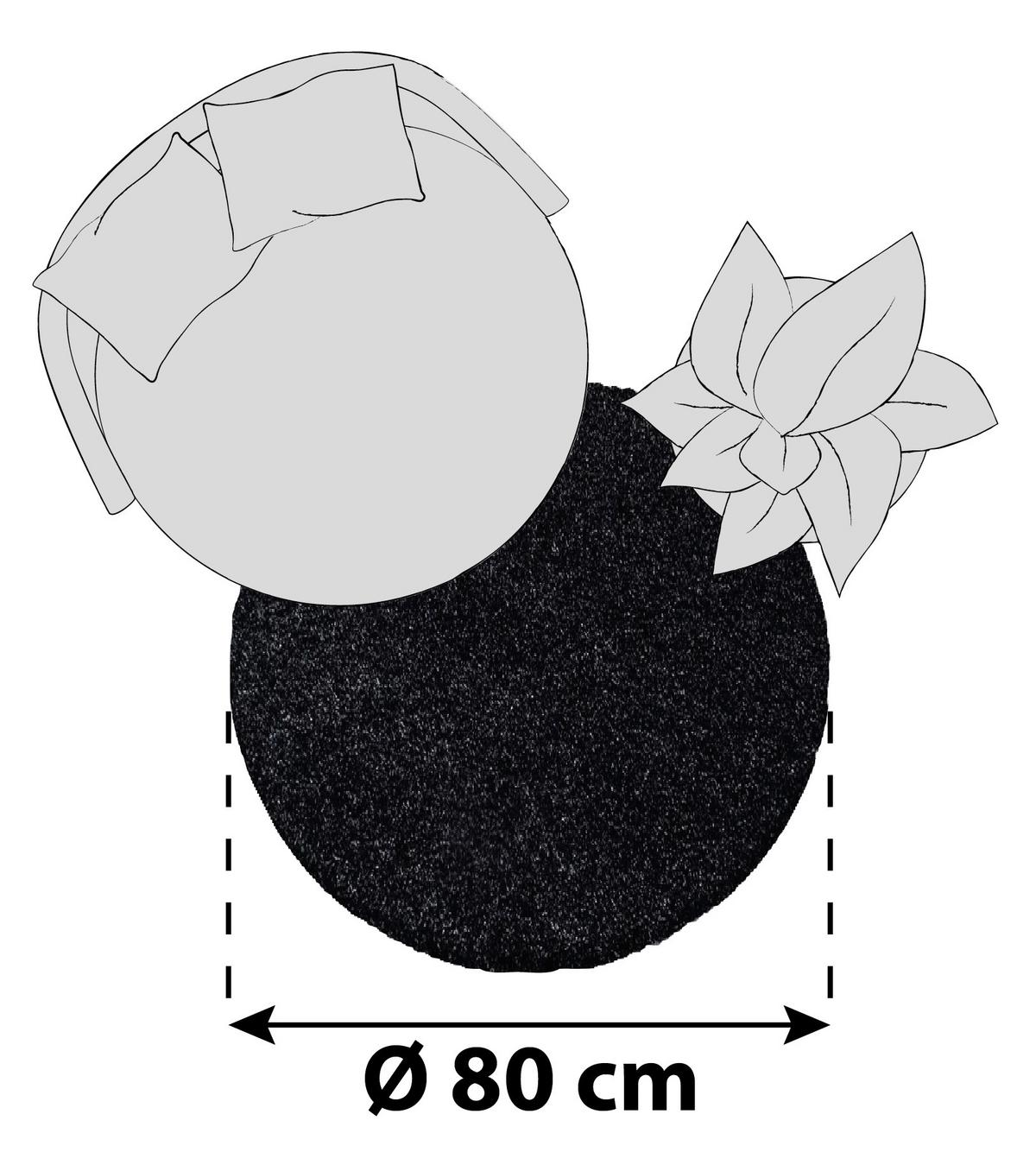 Hochflorteppich Dream Anthrazit Ø ca. 80cm - Anthrazit, KONVENTIONELL, Textil (80cm) - Novel