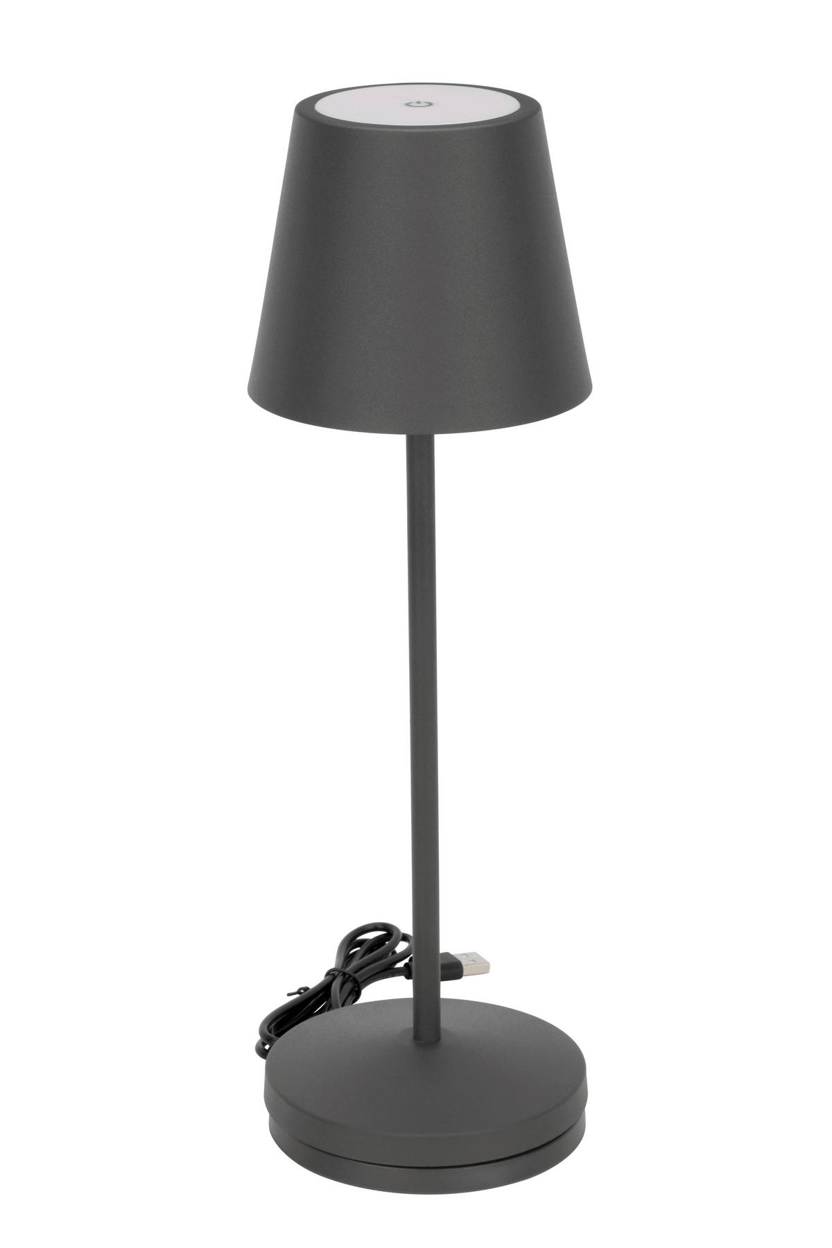 LAMPA STOŁOWA Z AKUMULATOREM DENVER *SBN* - szary, Konventionell, metal (11/35cm) - Novel