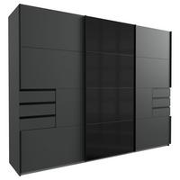 Schwebetürenschrank Saigon in Graphitfarben/Schwarz - Graphitfarben/Schwarz, KONVENTIONELL, Glas/Holzwerkstoff (270/208/64cm) - Premium Living