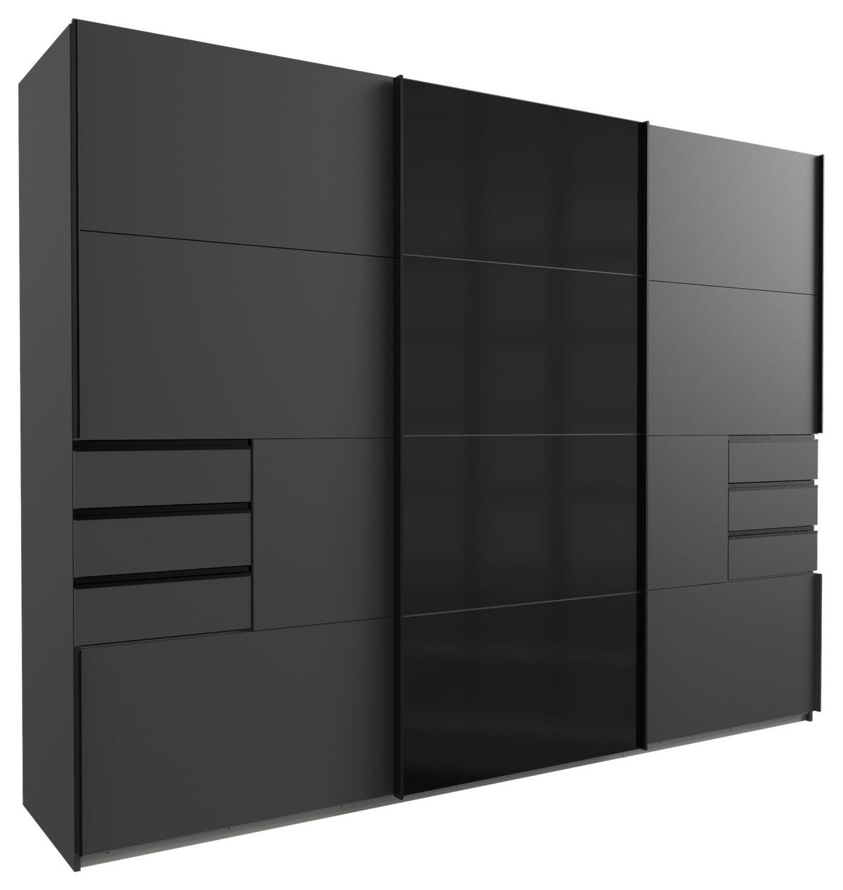 Schwebetürenschrank Saigon in Graphitfarben/Schwarz - Graphitfarben/Schwarz, KONVENTIONELL, Glas/Holzwerkstoff (270/208/64cm) - Premium Living