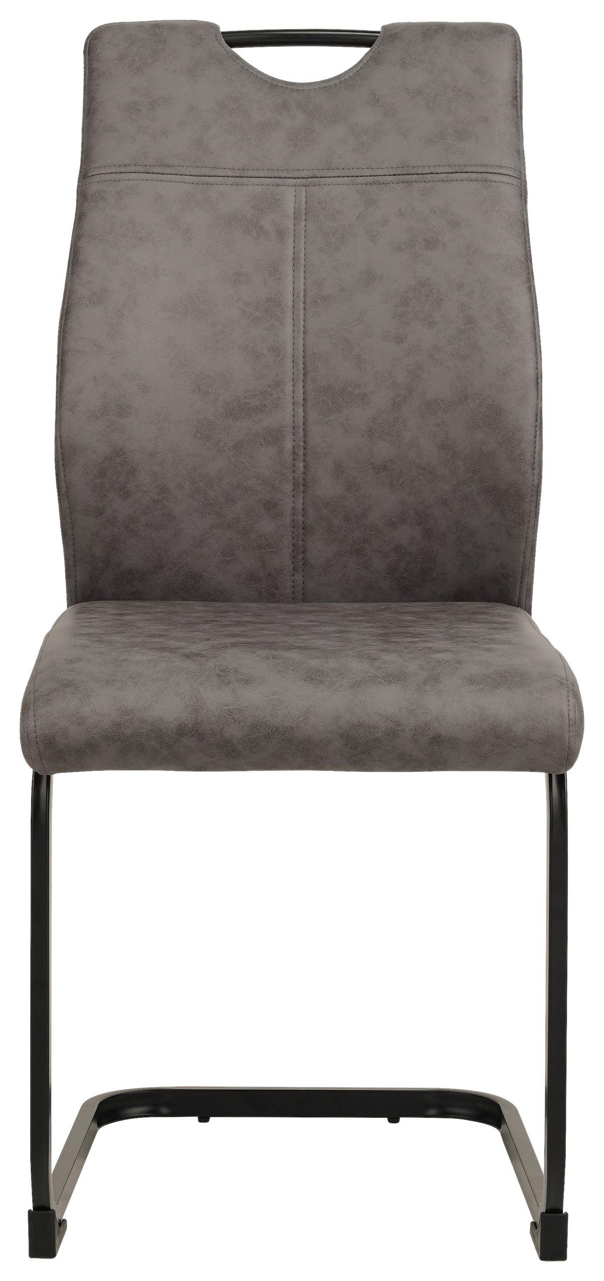 KRZESŁO NA PŁOZIE KERMIT - czarny/szary, Design, metal/tkanina (43/97/57cm) - Xora