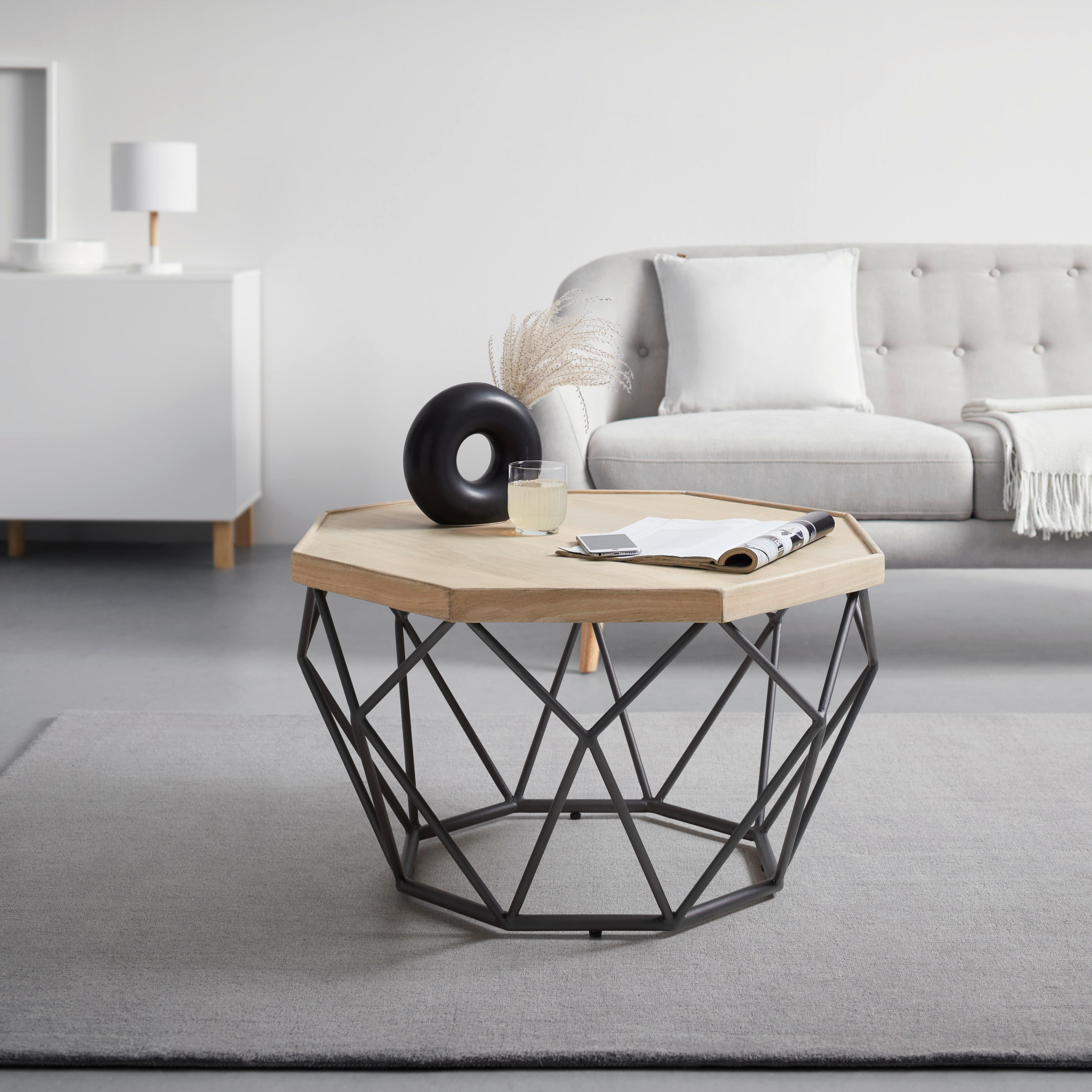 Couchtisch Across in Naturfarben/Schwarz - Schwarz/Naturfarben, Natur, Holz/Metall (75/75/42cm) - Zandiara