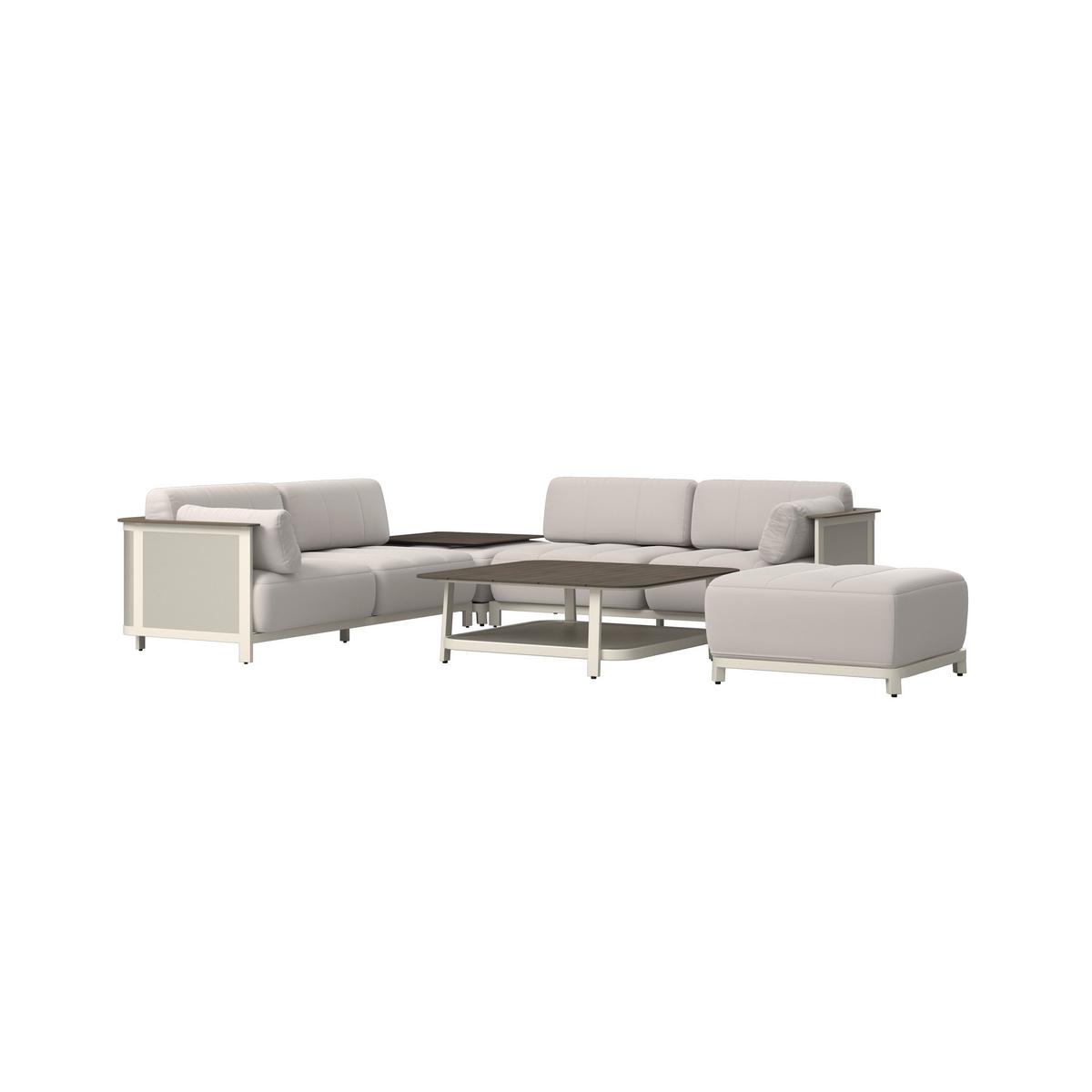 ENSEMBLE LOUNGE MARA - Weiss/Dunkelgrau, Modern, Kunststoff/Textil (269/269cm) - Bessagi Garden