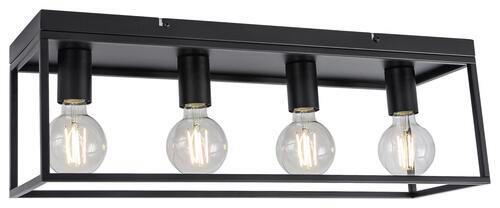 Deckenleuchte Qaudri max. 40 Watt - Schwarz, Konventionell, Metall (61/18/20cm) - Modern Living