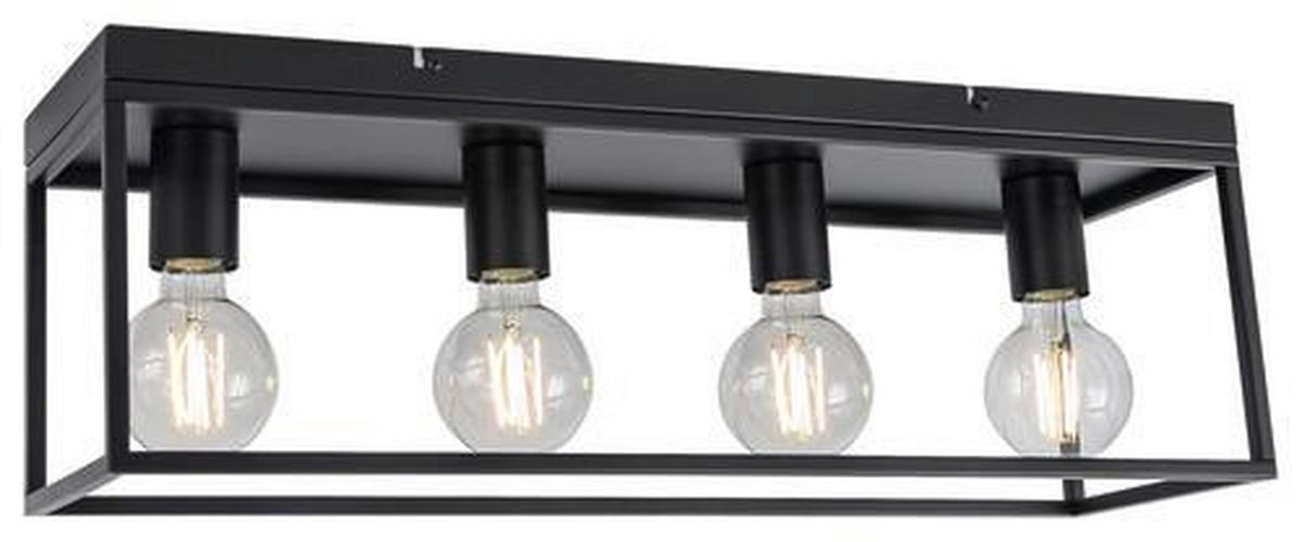 Deckenleuchte Qaudri max. 40 Watt - Schwarz, Konventionell, Metall (61/18/20cm) - Modern Living