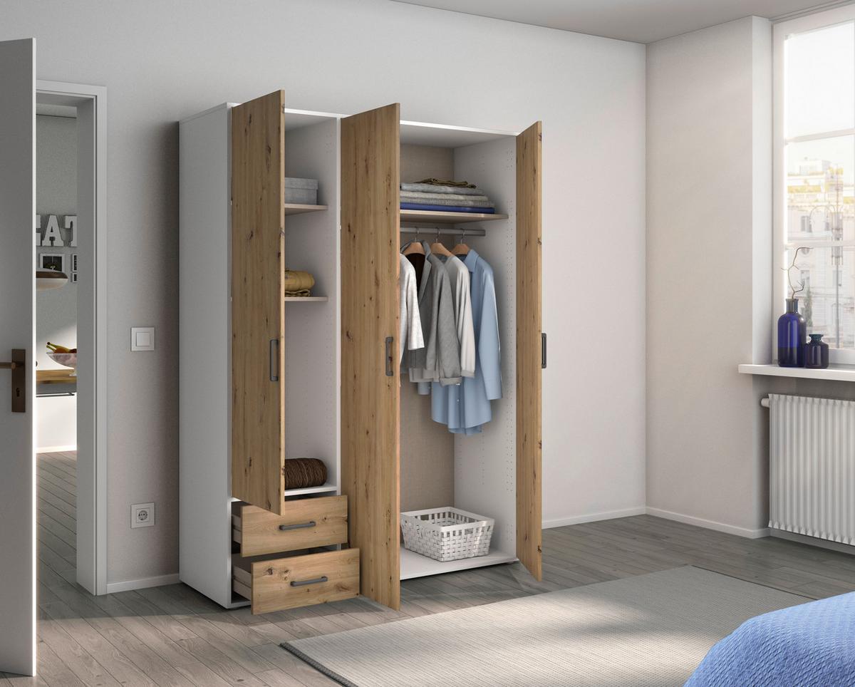 DULAP USI ROTATIVE VOYAGER - alb/stejar Artisan, Modern, material pe bază de lemn (140/194/53cm) - Modern Living