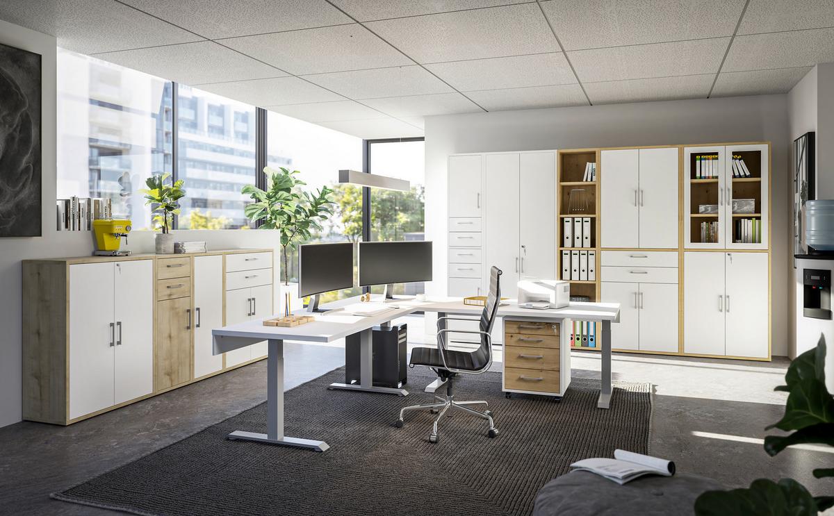 Schreibtischplatte Big Profi Office Weiss Ca. 120x80cm - Weiss, Modern, Holzwerkstoff (120/16/80cm) - Mömax