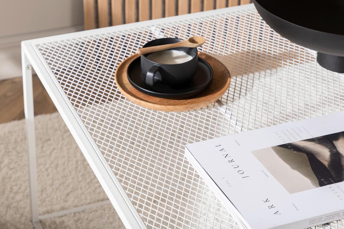 COUCHTISCH NETZ - Weiß, Design, Metall (80/80/45cm) - Livetastic