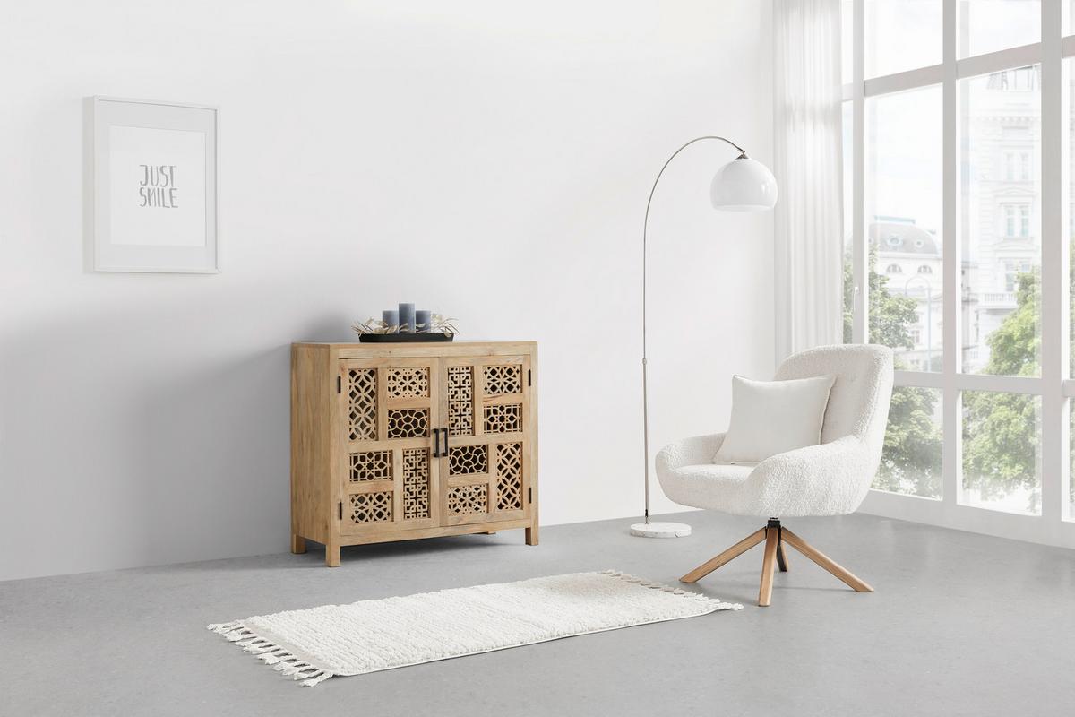 Comodă PATTERN - culoare natur/negru, Lifestyle, lemn/metal (95/87/40cm) - Zandiara