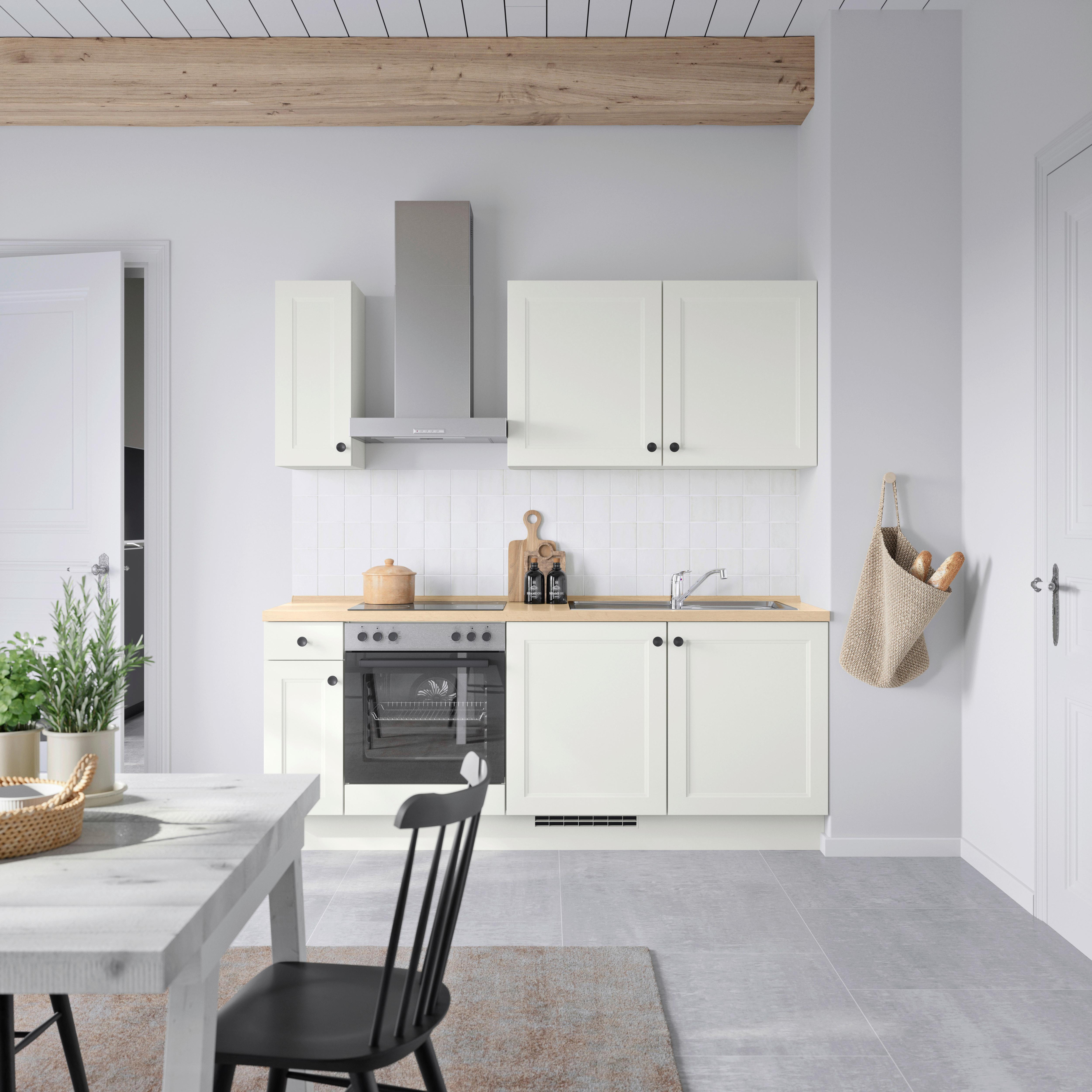 Küchenblock Cascada Low m. Geräten Weiß - Eichefarben/Schwarz, MODERN, Holzwerkstoff/Metall (210cm) - Nobilia