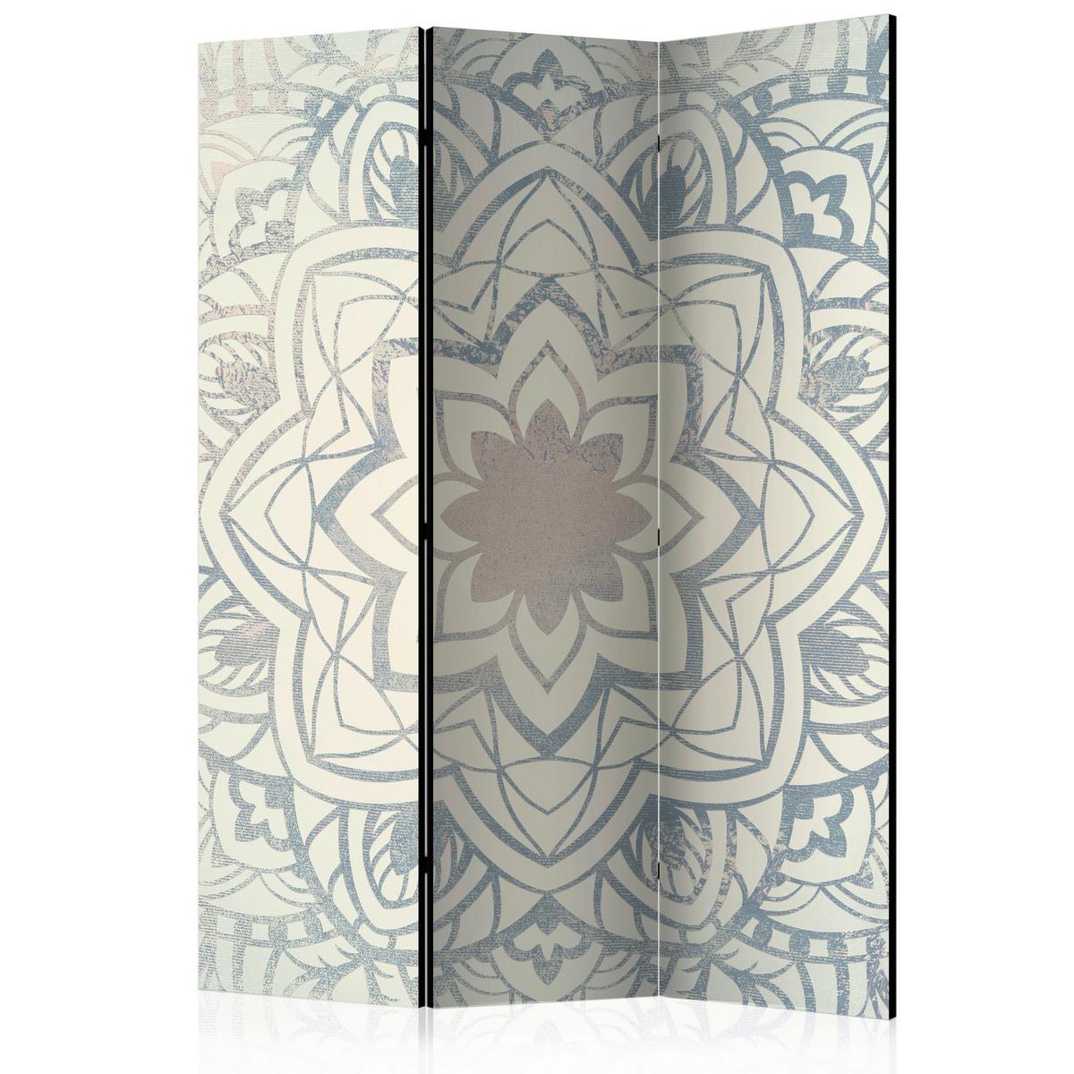 Paravan Winter Mandala, 3-Delni, Dvostranski - siva/bež, Basics, tekstil/les (135/172/3cm) - artgeist