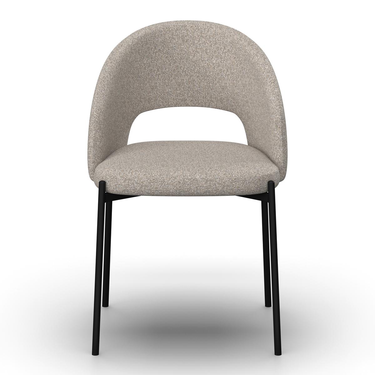 Stuhl Nadiya Hellgrau Leinenoptik Gepolstert - Hellgrau/Schwarz, MODERN, Holz/Textil (52/78/56cm) - Bessagi Home