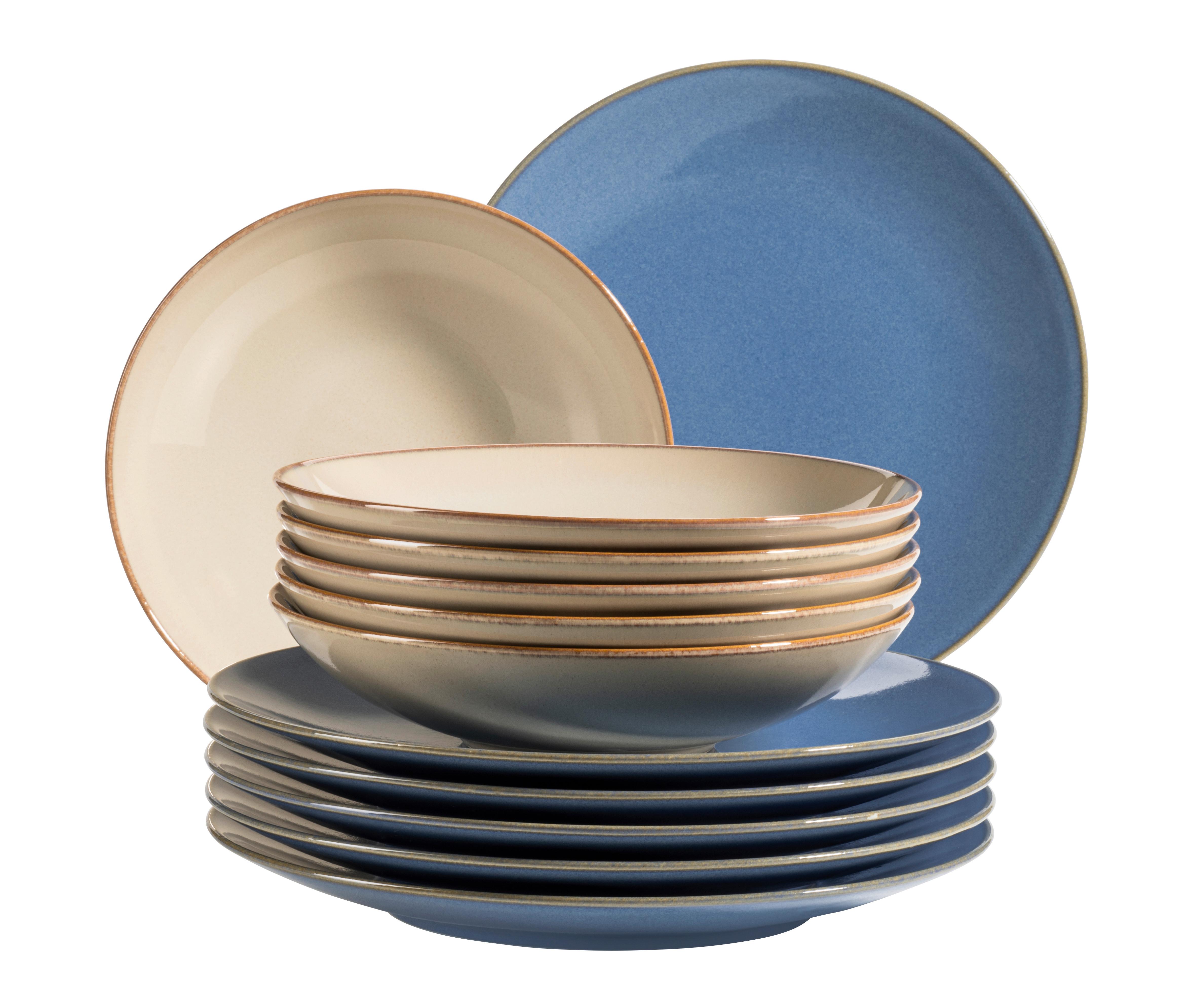 TAFELSERVICE TAFELSERVICE, 931873 - Sandfarben/Hellblau, Basics, Keramik - Mäser