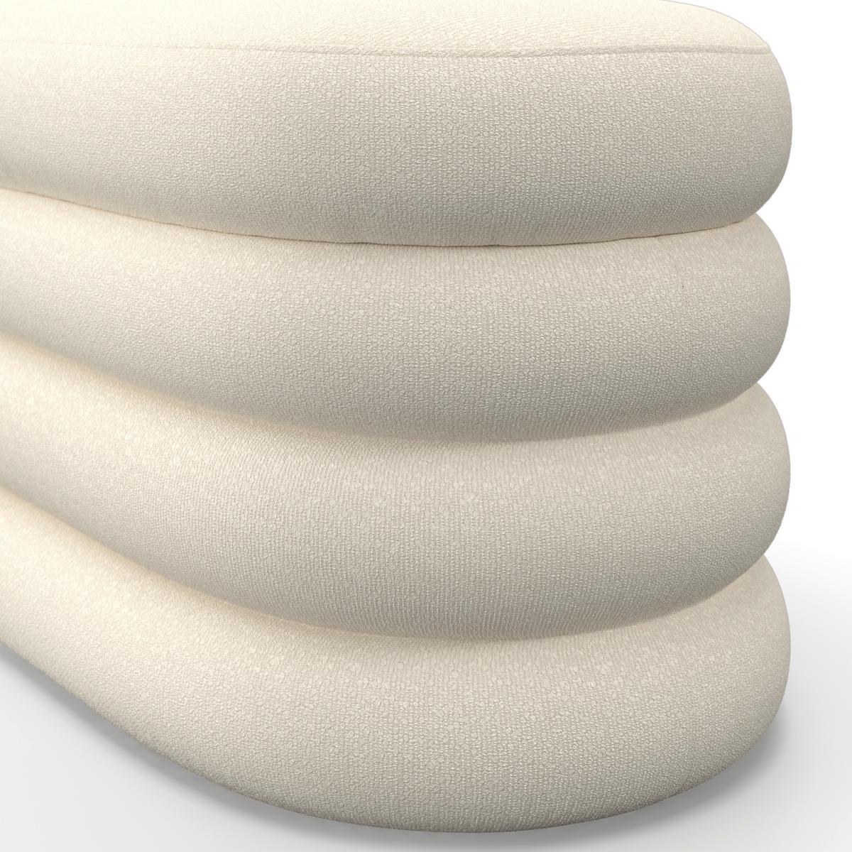 Hockerbank Lorena Beige Boucle Gepolstert mit Stauraum - Beige, MODERN, Holz/Textil (110/47/45cm) - Bessagi Home