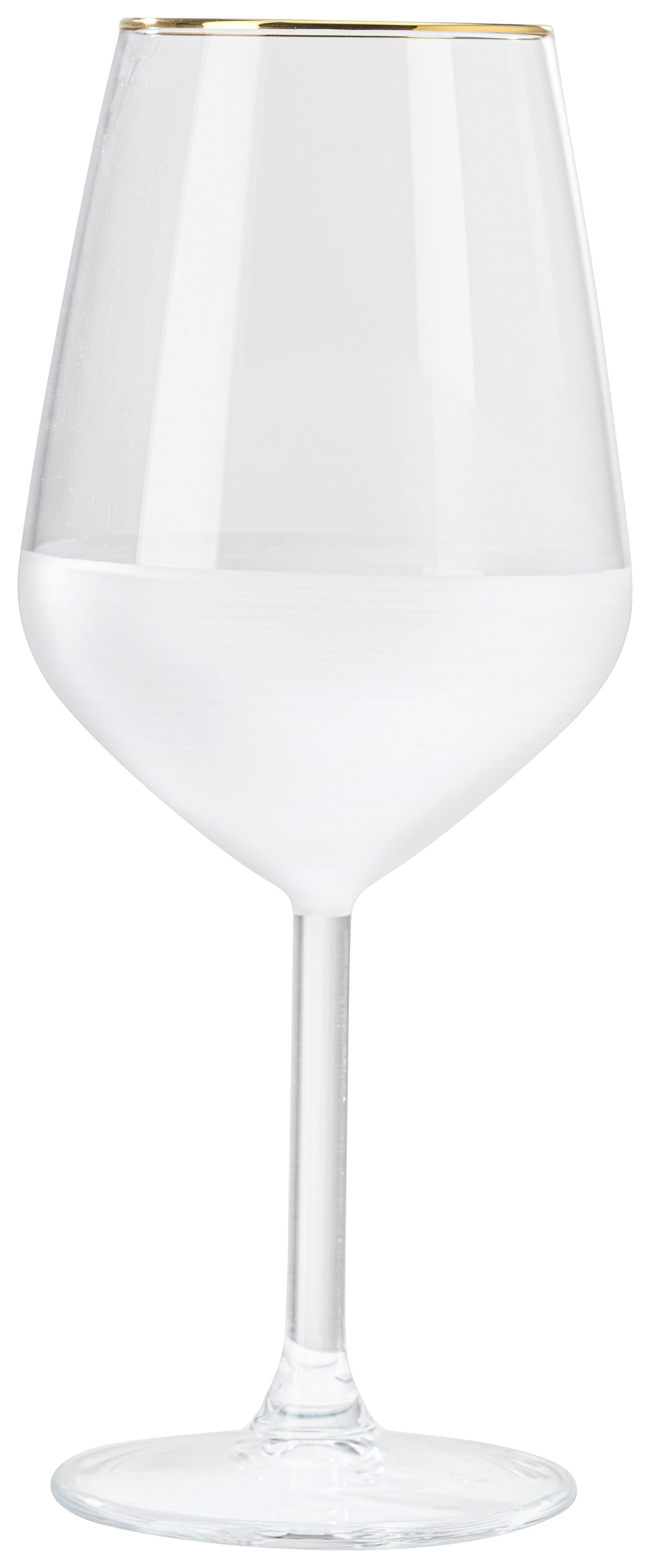 Weinglas Goldline in Weiß ca. 490ml - Weiß, MODERN, Glas (6,4/22cm) - Premium Living