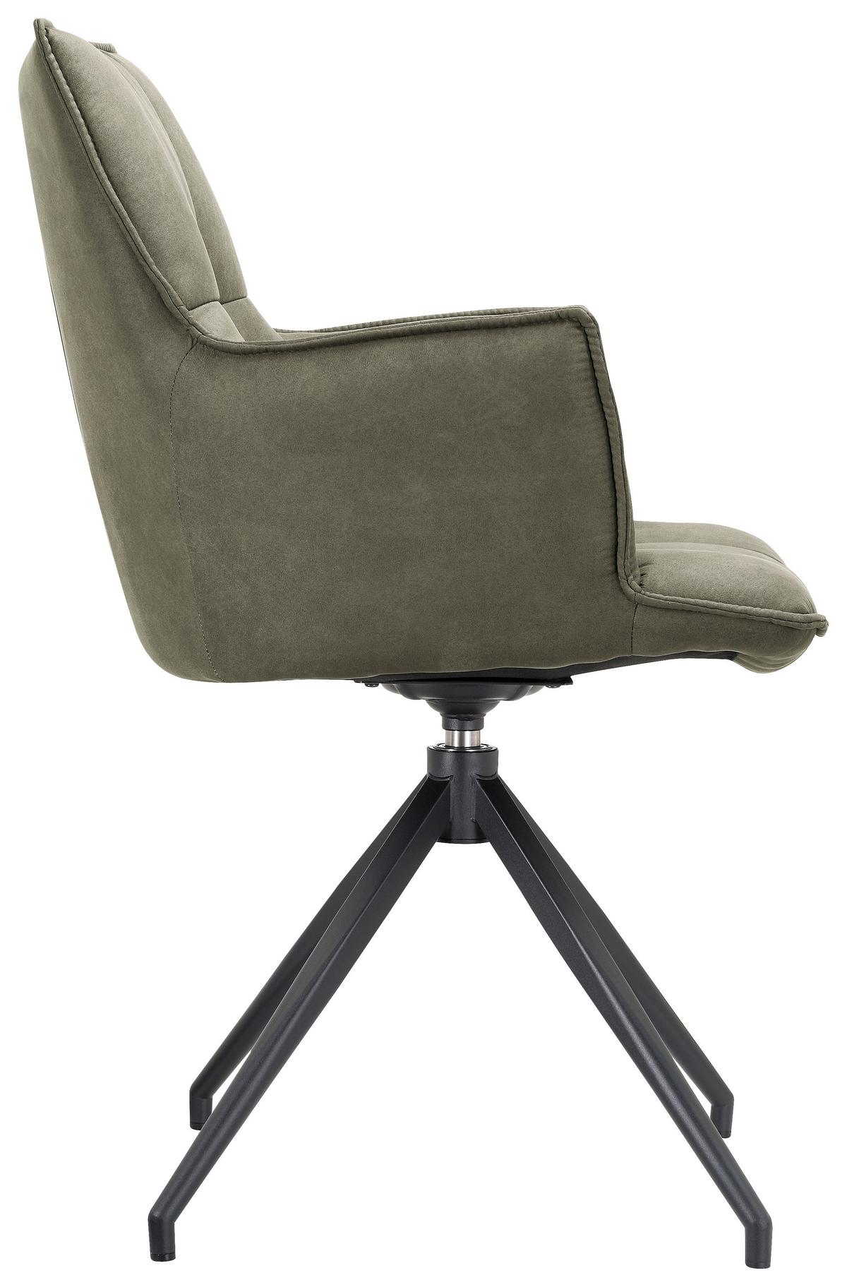 KRZESŁO Z PODŁOKIETNIKAMI OSAKA - czarny/oliwkowa zieleń, Design, metal/tkanina (59/89,5/63cm) - Novel